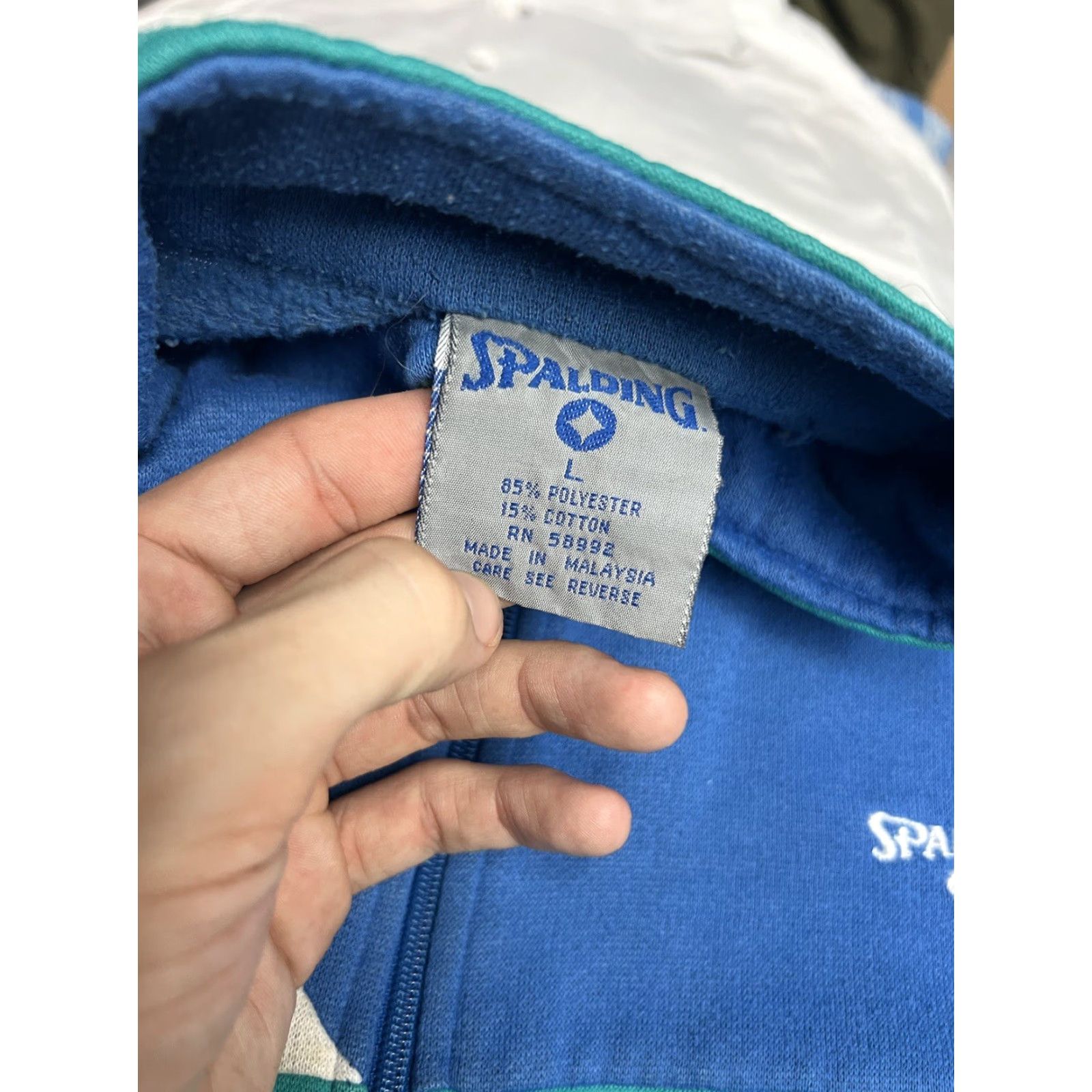 Spalding VINTAGE Spalding Sweatshirt Shirt Adult L Blue Cotton Blend Fleece 80s Tennis Full Zip Boxy Men Size US L / EU 52-54 / 3 - 6 Thumbnail