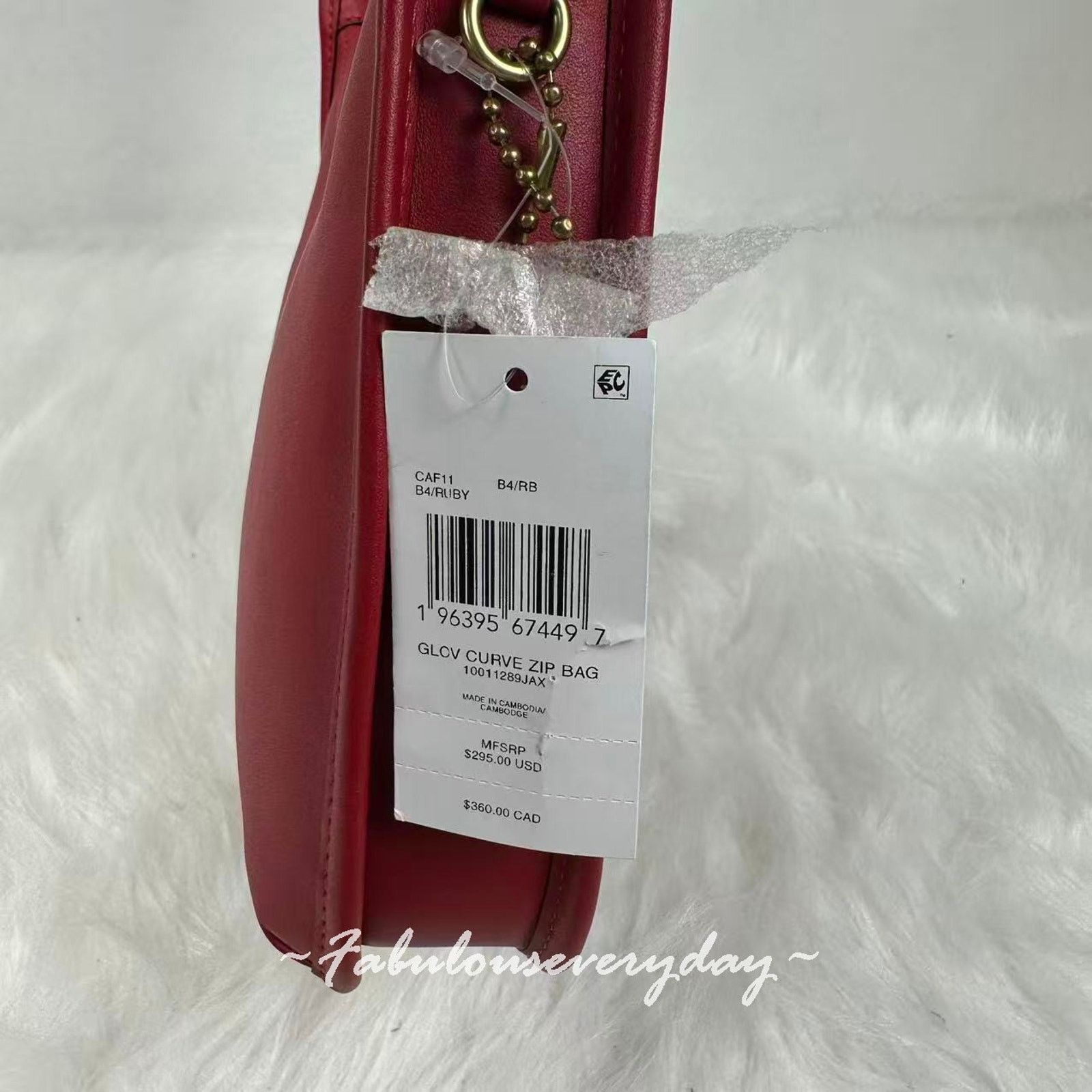 Coach Coach Curve Zip Bag Shoulder Bag In Leather/Gold/Ruby CAF11 Size ONE SIZE - 7 Thumbnail