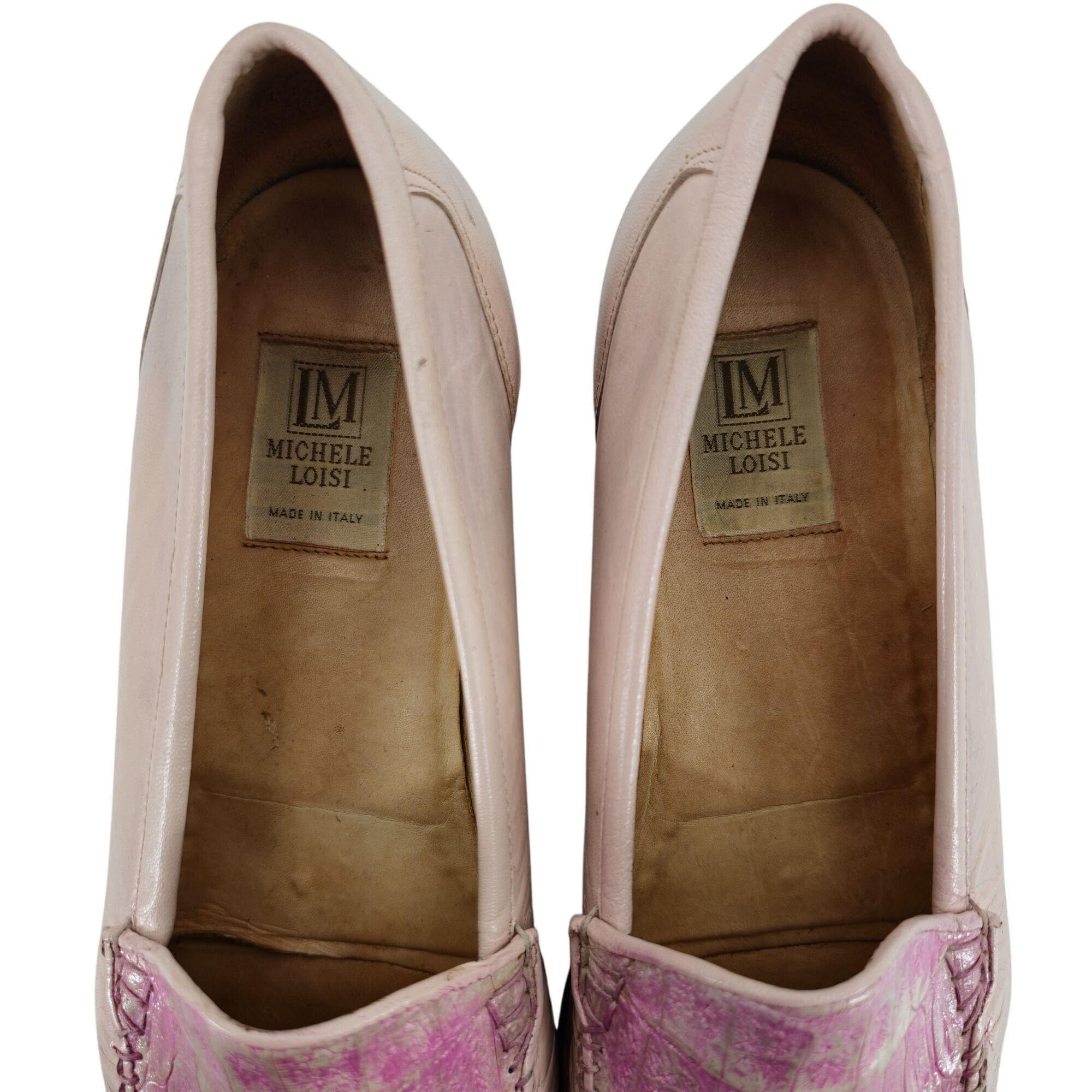 Other Vintage Pink Exotic Caiman Michele Loisi Italy Mens 10 Shoe Size US 10 / EU 43 - 3 Thumbnail