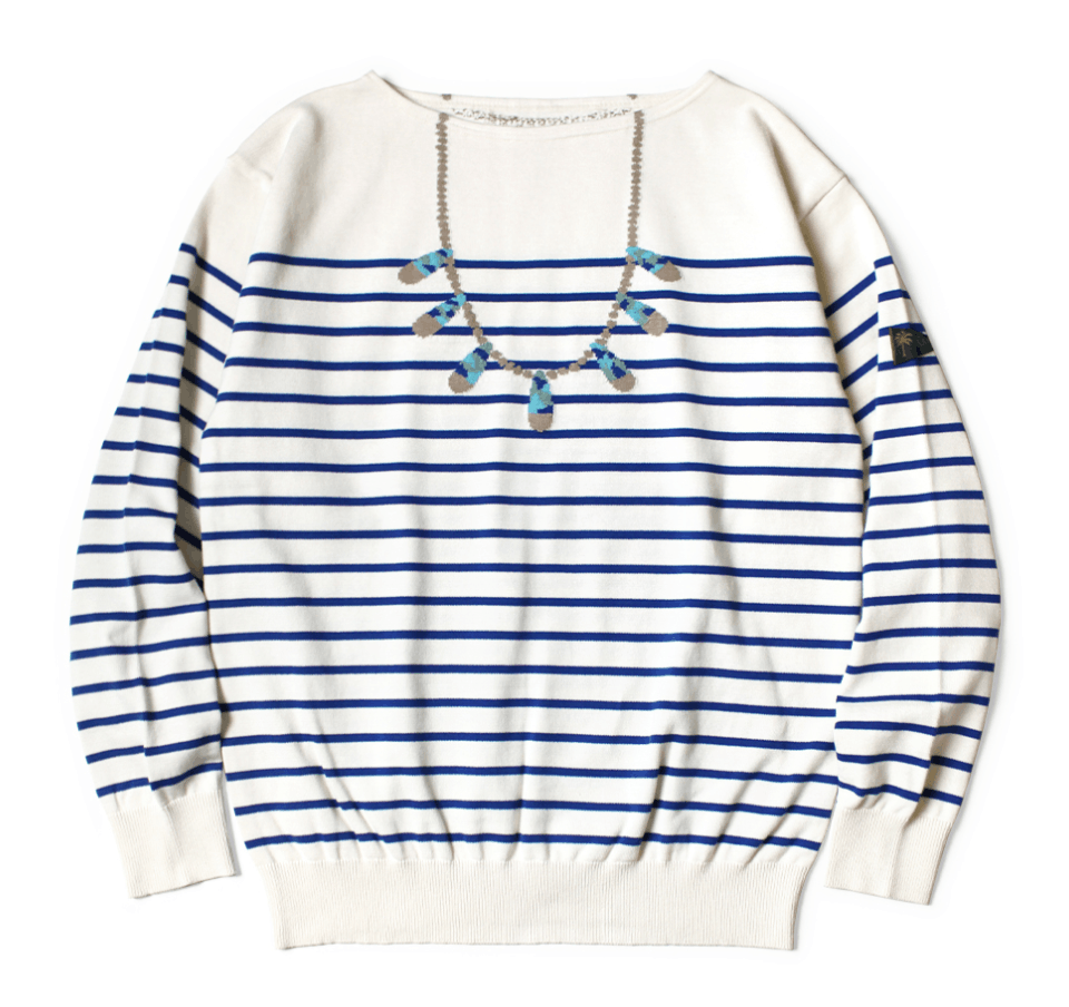 Kapital Paneled Border Knit Boat Neck Sweater Size US XXL / EU 58 / 5 - 2 Thumbnail