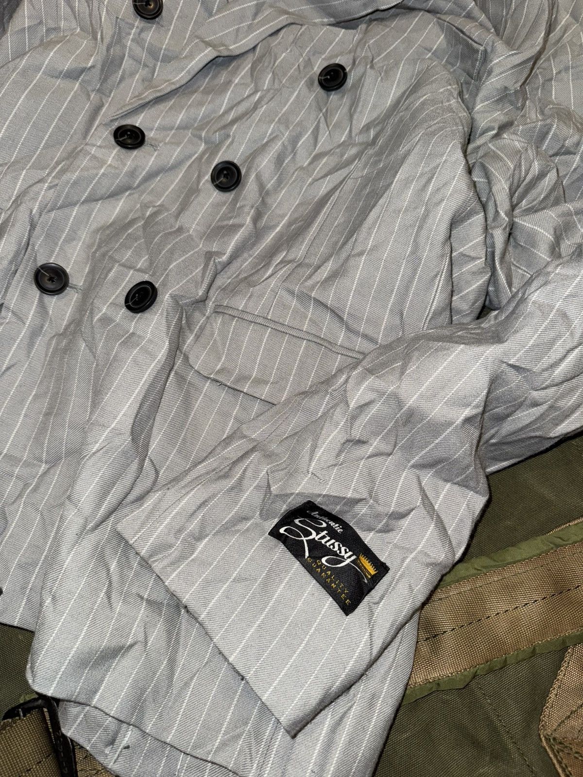 Stussy Stussy Wrinkled stripe double breasted blazer Size 42L - 3 Thumbnail