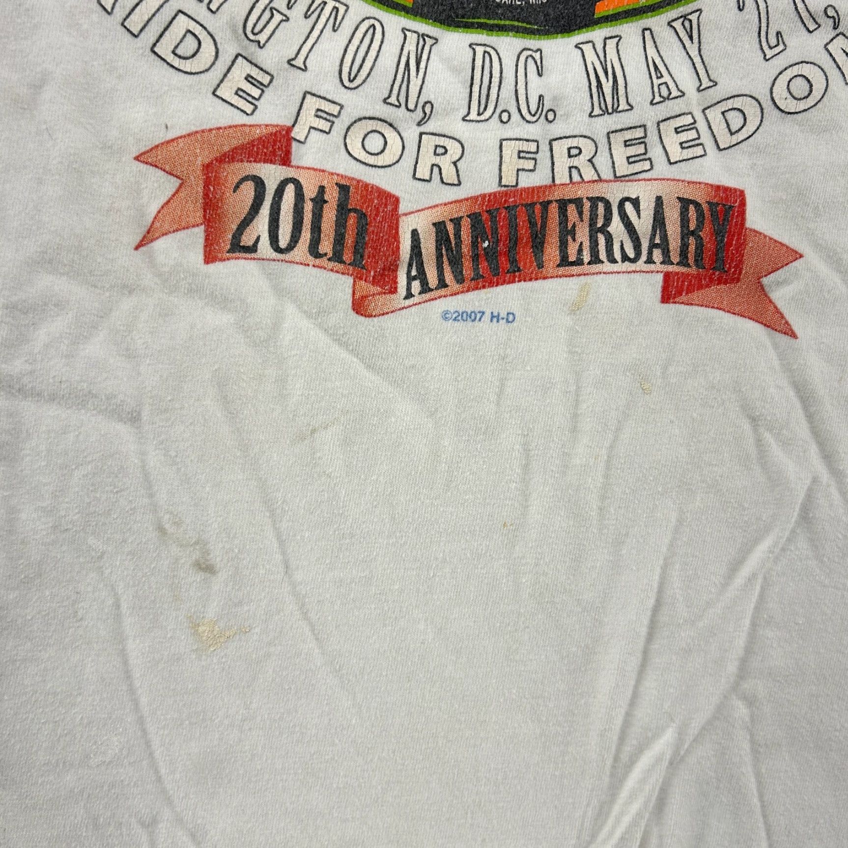 Harley Davidson VINTAGE Harley-Davidson Shirt Mens L White Rolling Thunder USA 90s Washington DC Y2K Graphic Print Crew Neck Short Sleeve Cotton Logo Reflective Size US L / EU 52-54 / 3 - 4 Thumbnail