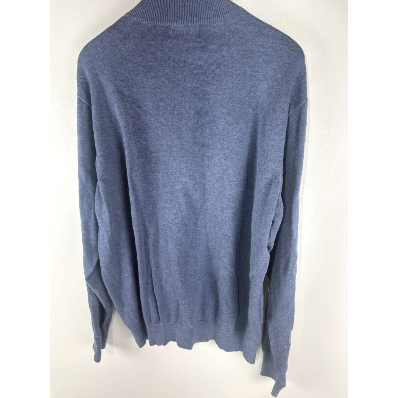 CO VINTAGE Southern Point Co Blue Pullover Sweater Men XL 100% Cotton Zip Mock Neck Casual Travel Winter Size US XL / EU 56 / 4 - 7 Thumbnail