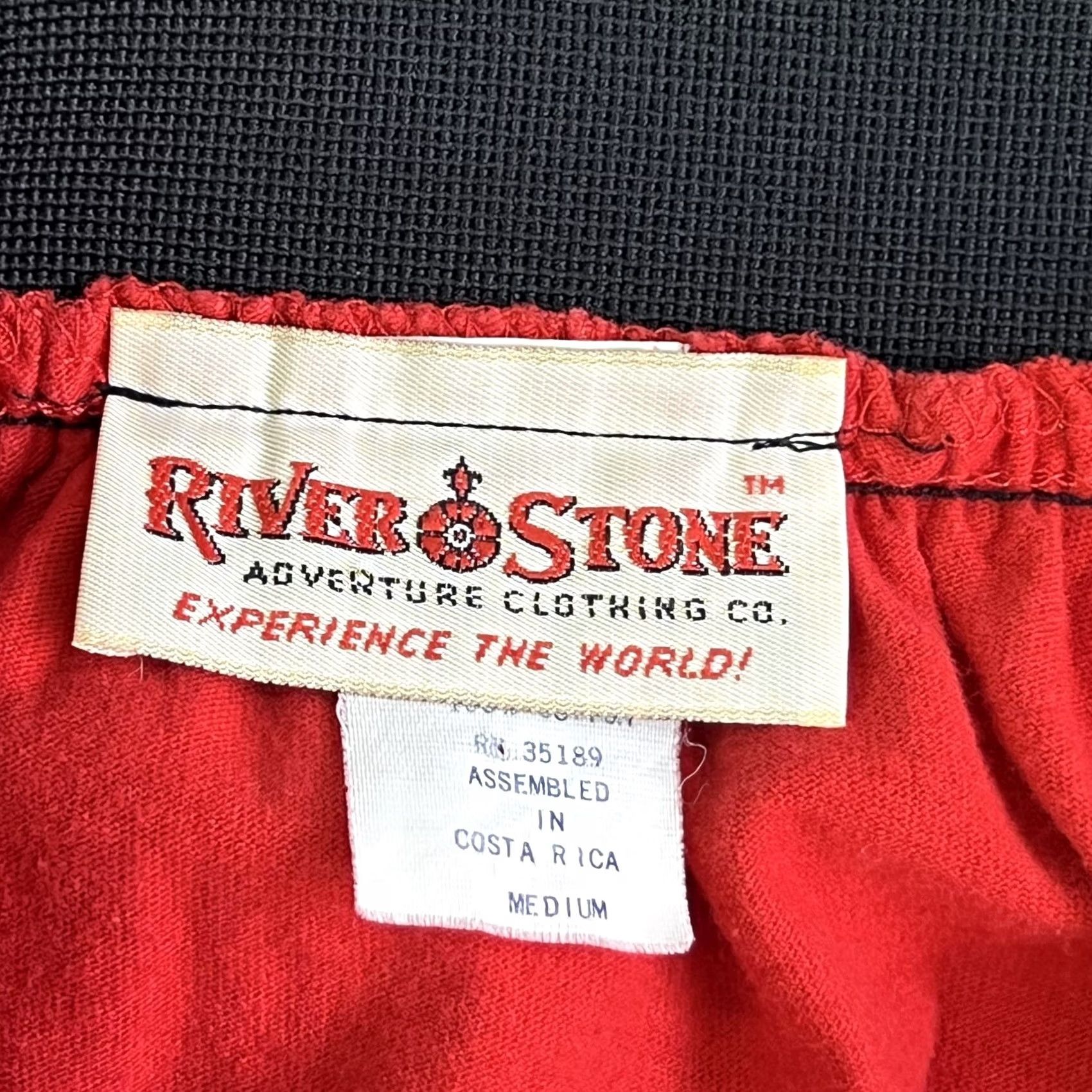 Vintage VINTAGE River Stone Skirt Womens Medium Red Cotton Skater Mini Elastic Waist Size 32" / US 10 / IT 46 - 4 Thumbnail