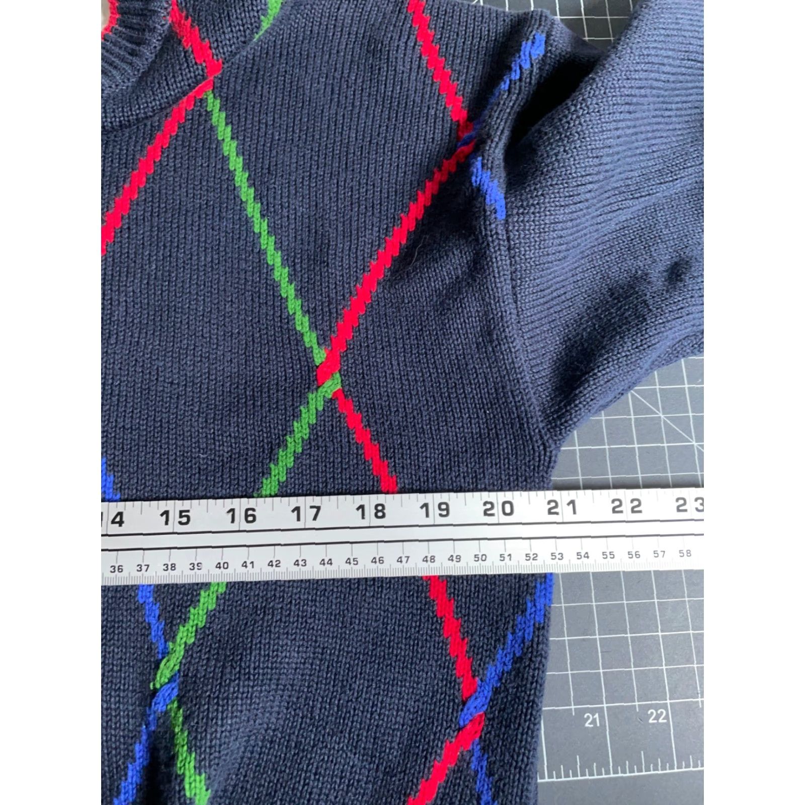 Jantzen VINTAGE Jantzen Sweater Diamond Pattern Knitted Crew Neck Men Large Blue 90s Golf Motif Heavyweight Pullover Knit Cotton Casual Skinner Size US L / EU 52-54 / 3 - 5 Thumbnail