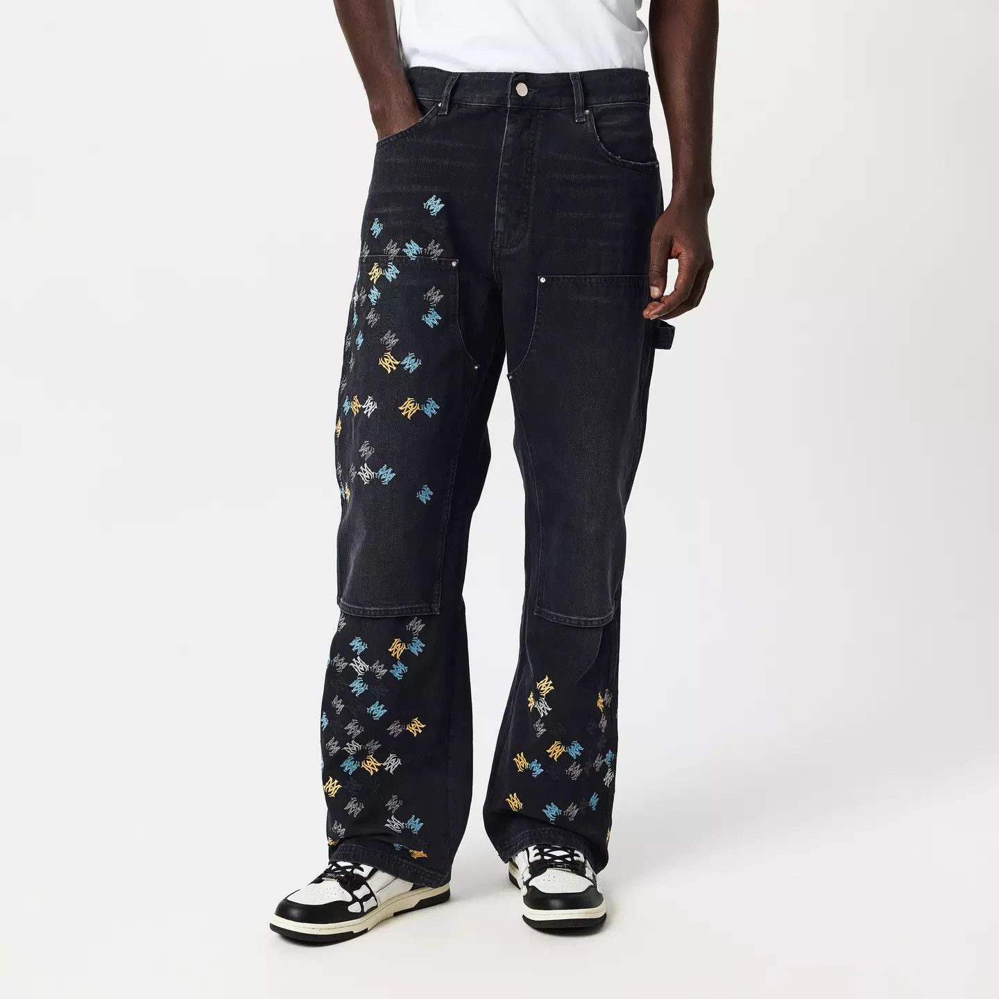 Amiri o1g2r1mq0426 Carpenter Relaxed Fit Wide Leg Jeans in Black Size US 34 / EU 50 - 3 Thumbnail
