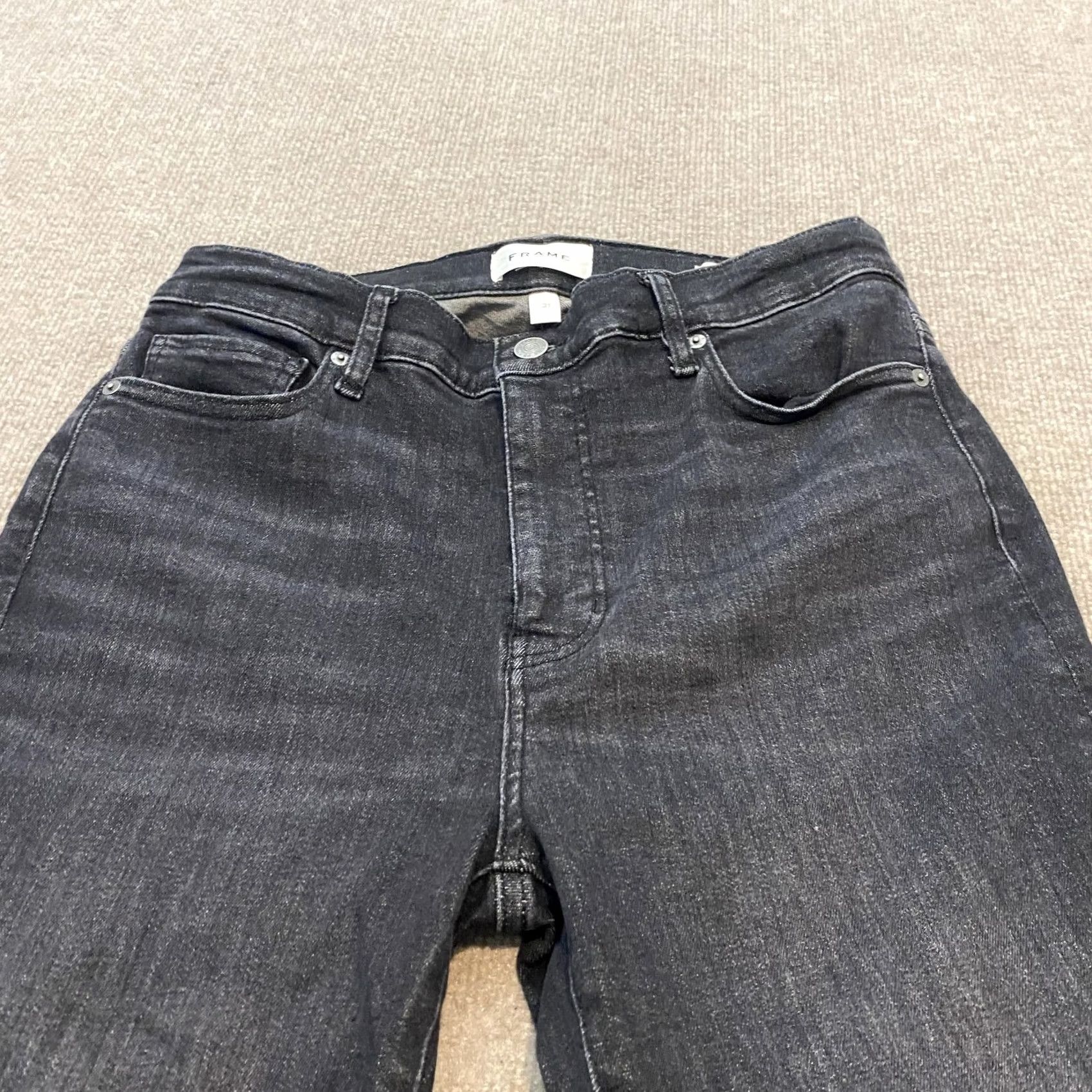 Frame FRAME Le High Straight Long Jeans Womens 31 Charcoal Gray High Rise Denim Stretch 5-Pocket Mens? Size 24" / US 00 / IT 34 - 2 Thumbnail