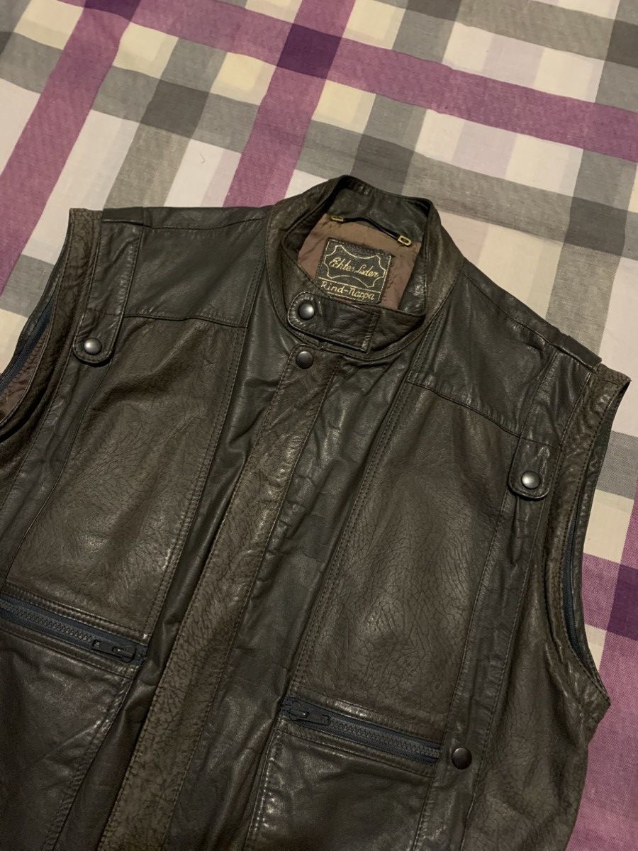 Other Vintage YKK Cowhide Leather Vest - New Fast Size US L / EU 52-54 / 3 - 2 Thumbnail