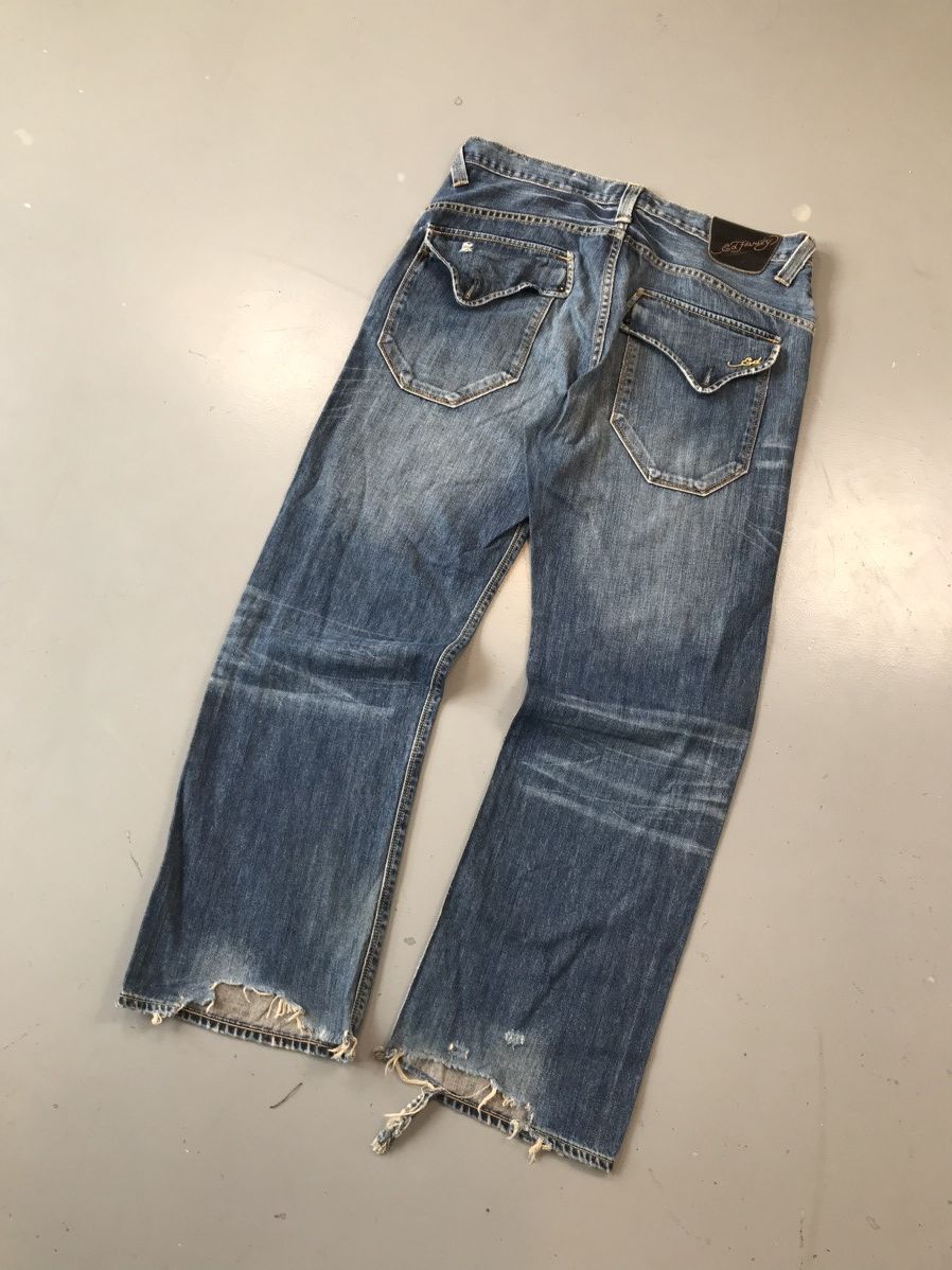 Christian Audigier × Ed Hardy × Vintage Rare Vintage Edhardy baggy fit denim Size US 35 - 7 Thumbnail