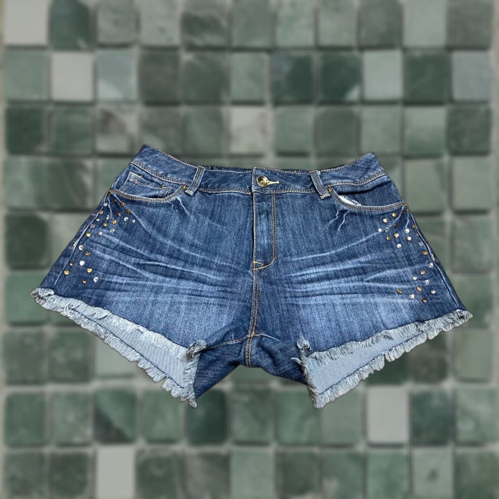 Vintage Dollhouse Jeans Shorts Women's Size 12 Blue Denim Beaded Cut-Off Jeans Shorts Size 34" / US 12 / IT 48 - 1 Thumbnail