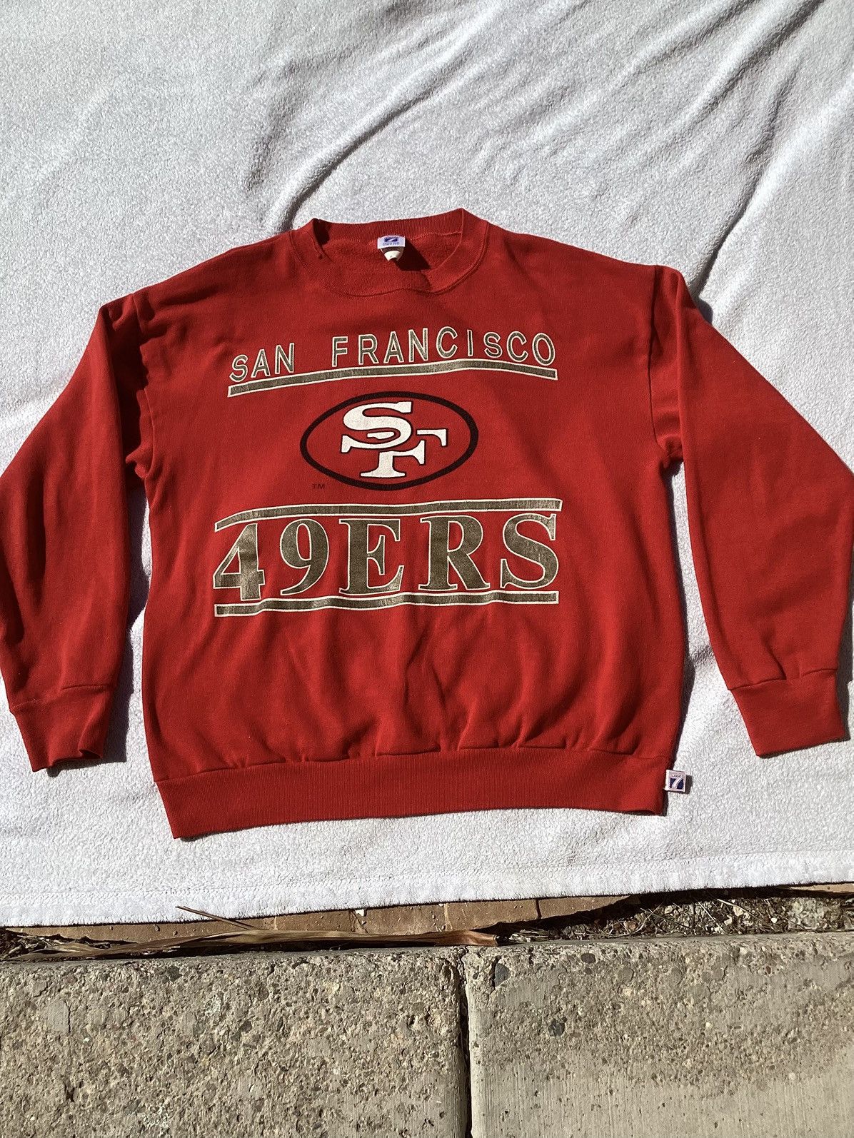 Logo 7 Vtg 90s San Francisco 49ers NFL logo 7 USA made sweatshirt Size US XL / EU 56 / 4 - 1 Thumbnail