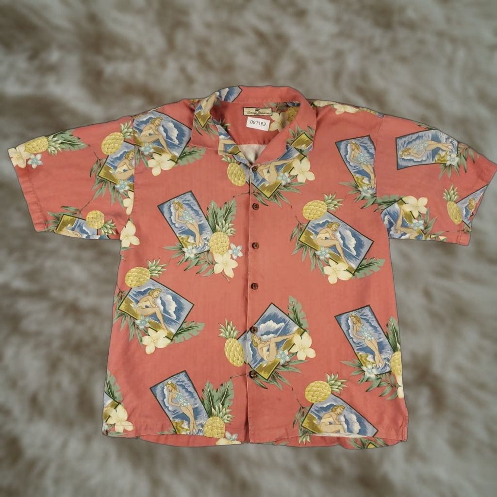 Tommy Bahama VINTAGE Tommy Bahama Shirt Mens XL Pink Silk Hawaiian Button-Up Short Sleeve Size US XL / EU 56 / 4 - 1 Thumbnail