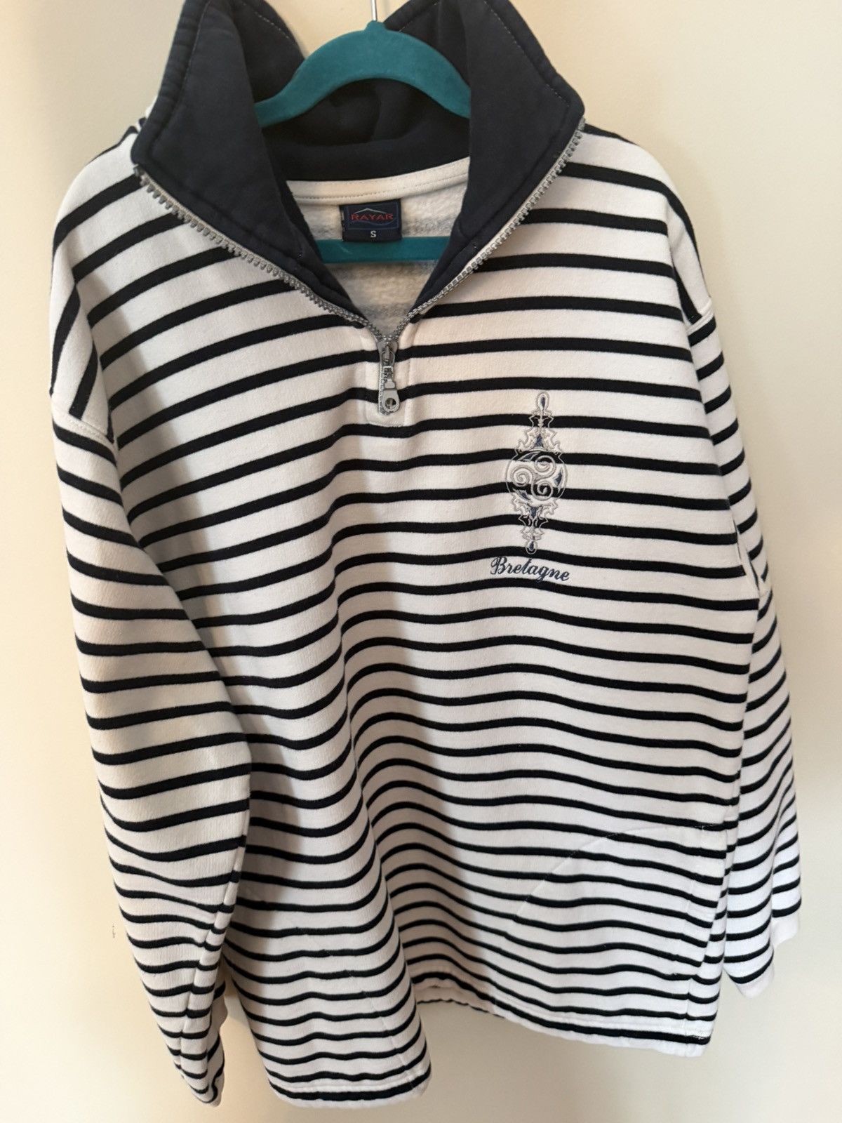 Other Vintage Bretagne Sailor Quarter-Zip –French Striped Pullover Size US S / EU 44-46 / 1 - 1 Thumbnail