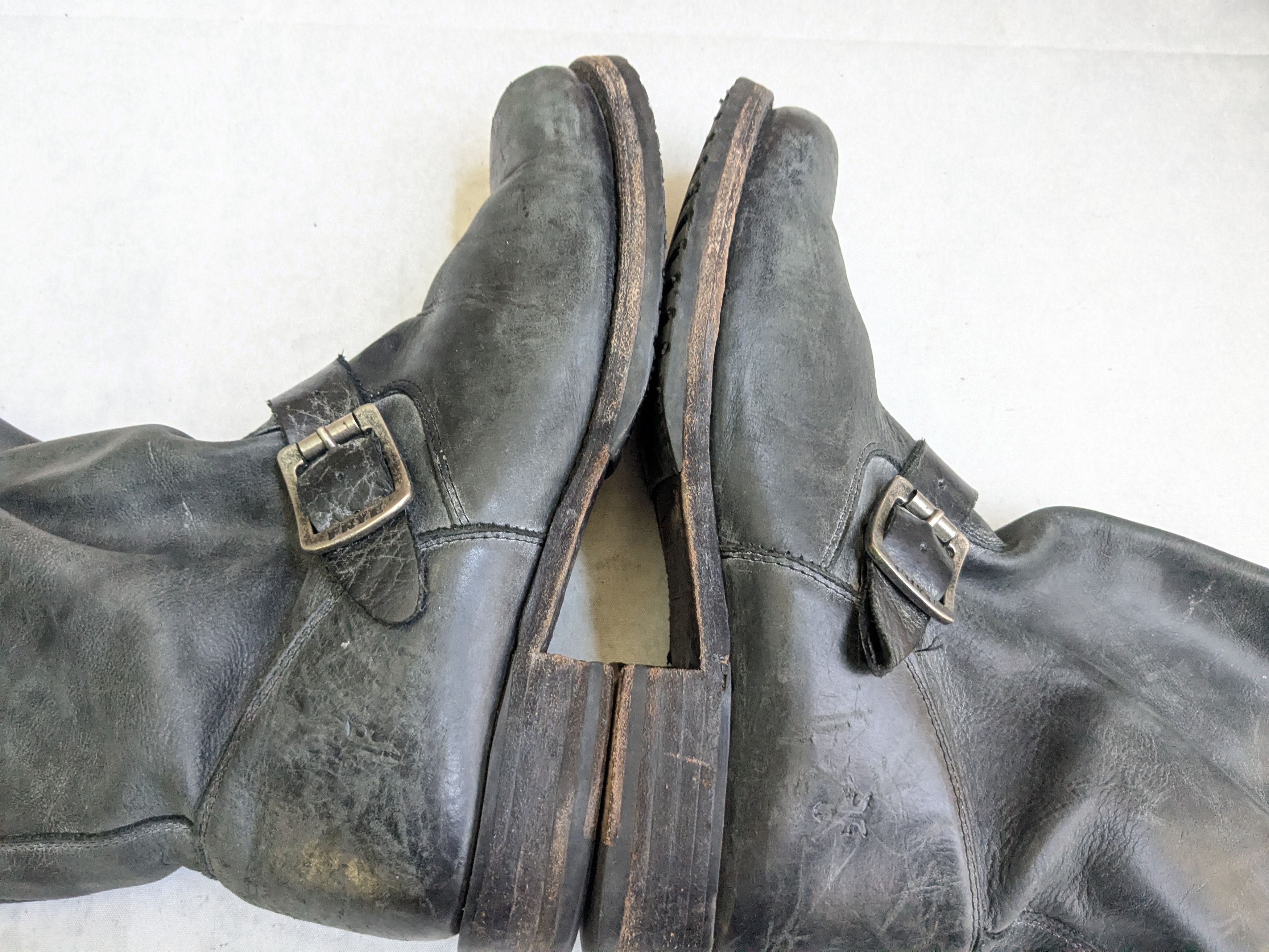 Frye Frye Engineer Boots Black 8 Leather Buckle Size US 8 / EU 41 - 6 Thumbnail
