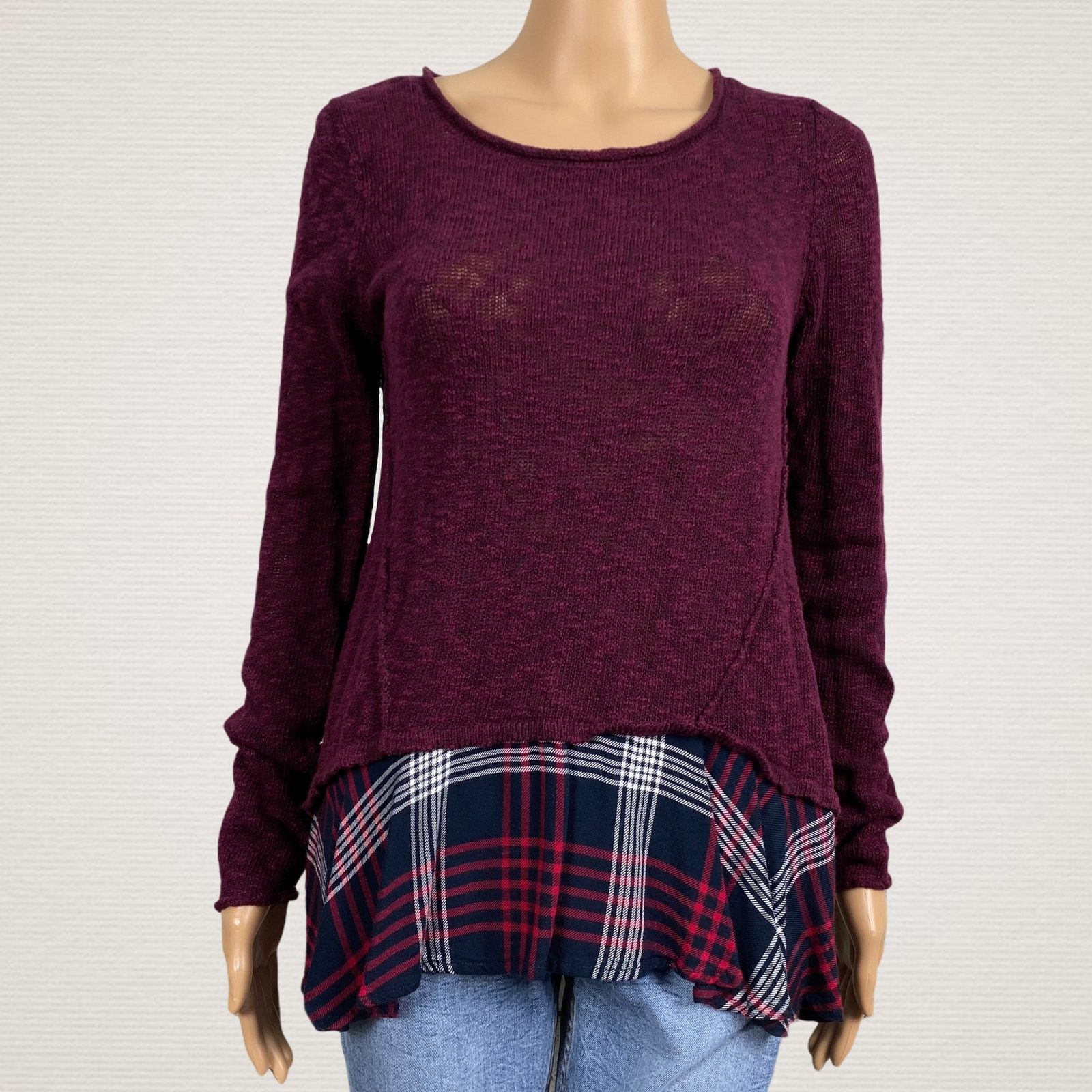 Other Cloud Chaser Marled Burgundy Black Slub Knit Shirt Large Size L / US 10 / IT 46 - 1 Thumbnail