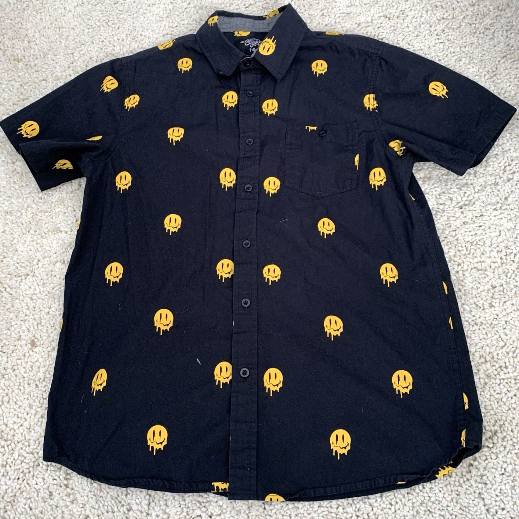 Vintage Eighty Eight Shirt Mens M Black Short Sleeve Button-Up Emoji Smiley Face Melting Size US M / EU 48-50 / 2 - 6 Thumbnail