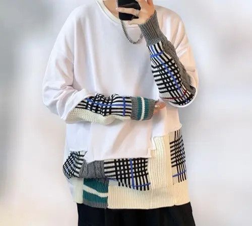 image of New Aw21 Bandana Kerchief Vintage Style Cardigan Knitwear in White, Men's (Size Large)