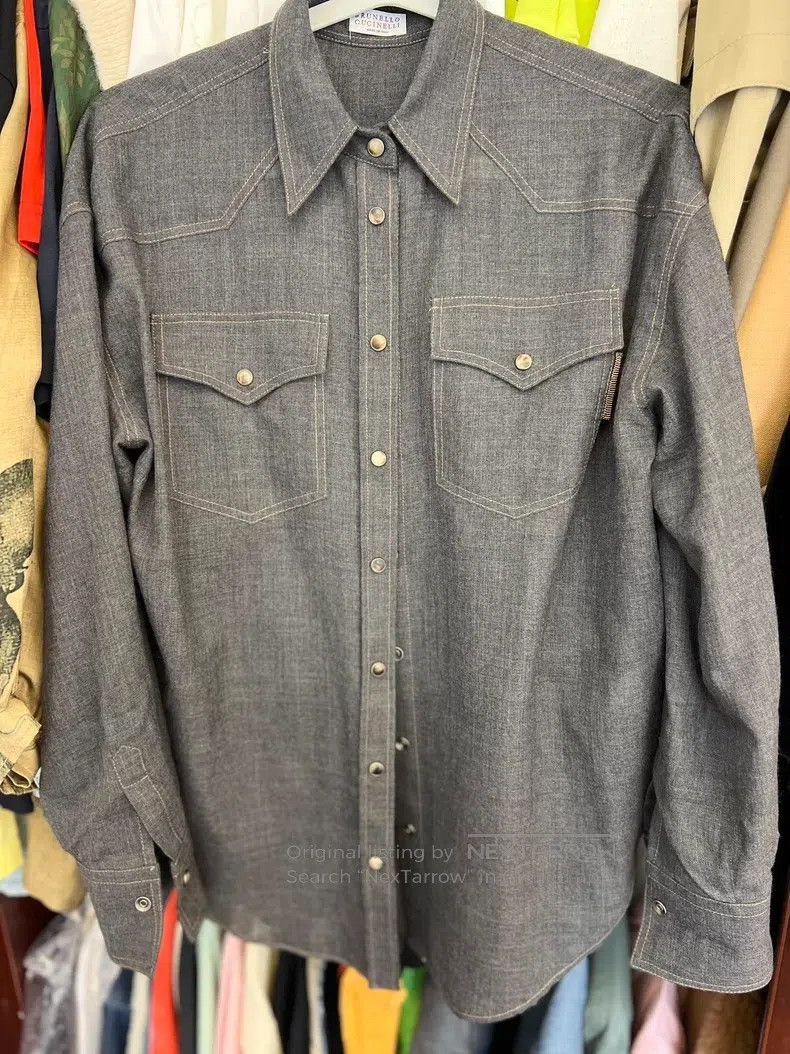 Brunello Cucinelli Brunello Cucinelli Dark Gray Mixed with Gold and Silver Th Size S / US 4 / IT 40 - 2 Thumbnail