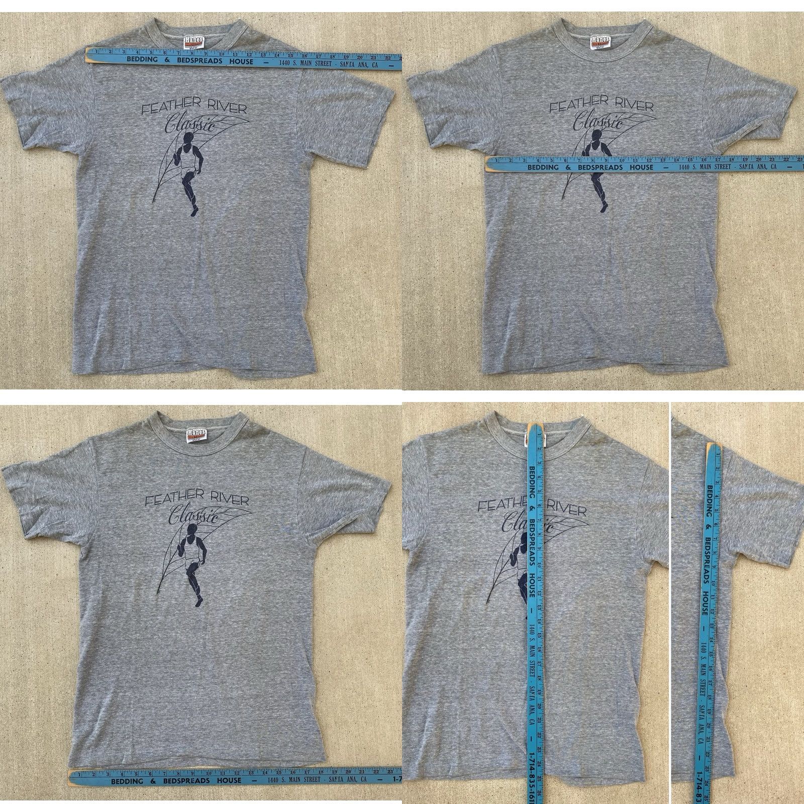 Hanes VINTAGE Feather River Classic Runner T Shirt Hanes Poly Cotton Gray M Unisex Graphic Tee 70s 80s Size US M / EU 48-50 / 2 - 11 Thumbnail