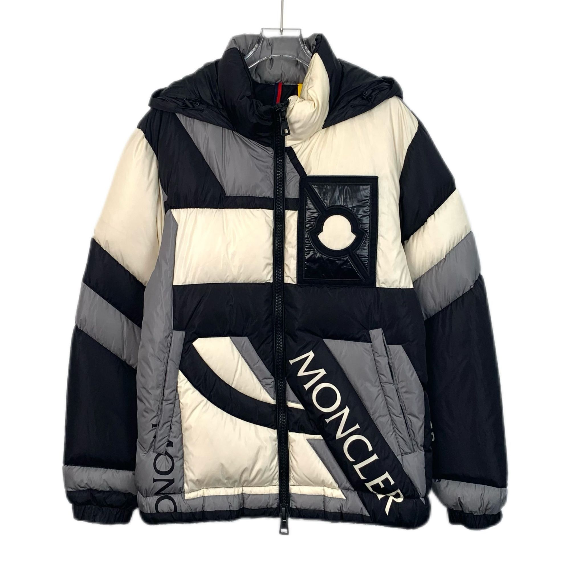 Moncler Moncler Womens Puffer Jacket With Hood Black/Grey/Cream Poli Size L / US 10 / IT 46 - 1 Thumbnail