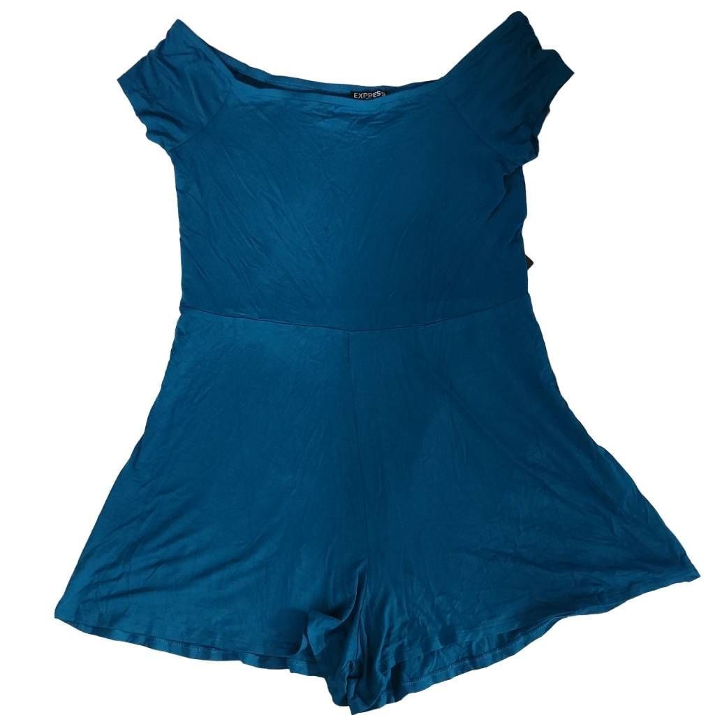 Express Express Women's Size Large Teal Blue Romper Size 32" / US 10 / IT 46 - 4 Thumbnail