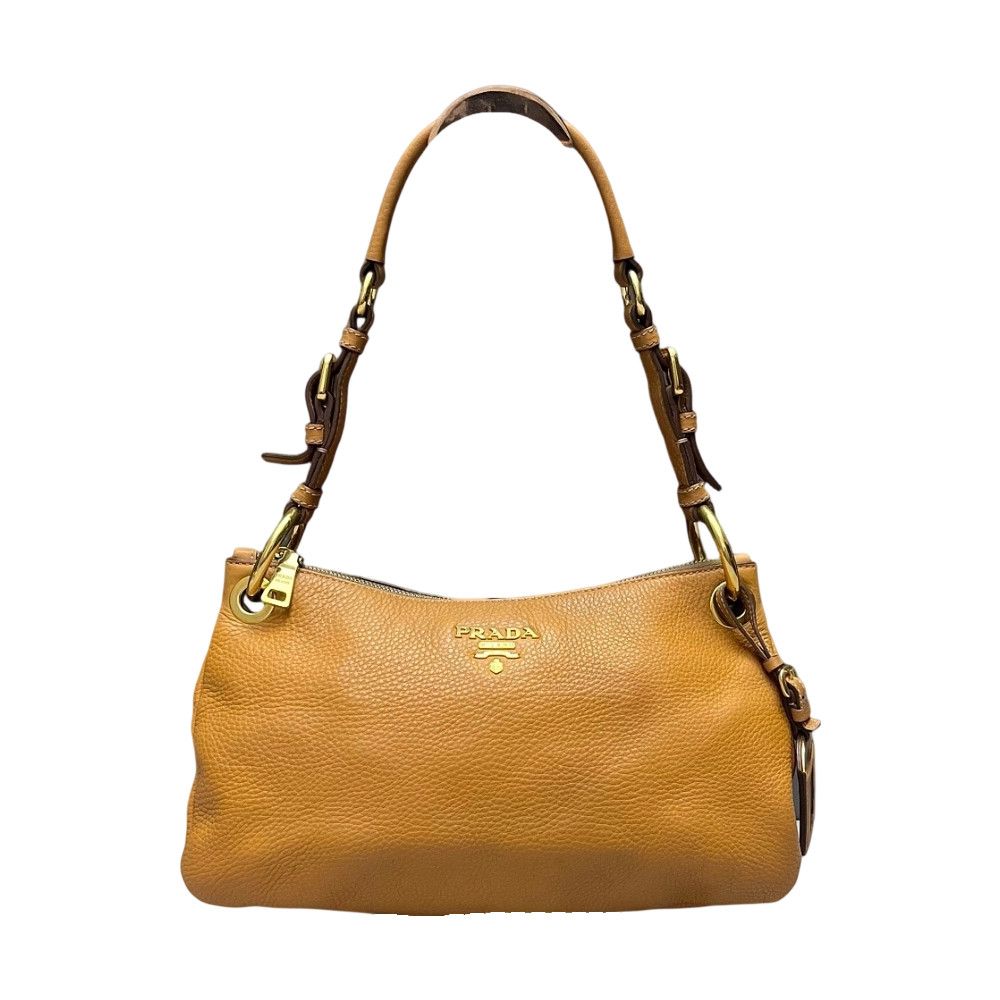Prada Prada Orange Pebble Leather Shoulder Bag Size ONE SIZE - 1 Thumbnail