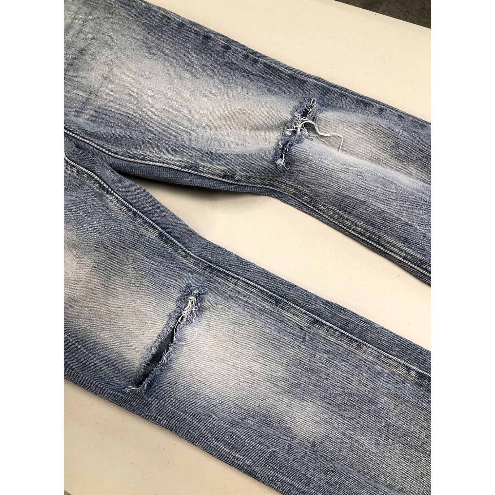 Pacsun PACSUN Los Angeles Mens Stacked Skinny Stretch Denim Jeans 34X32 Distress Blue 90s Slim Jeans Mens Size US 34 / EU 50 - 5 Thumbnail
