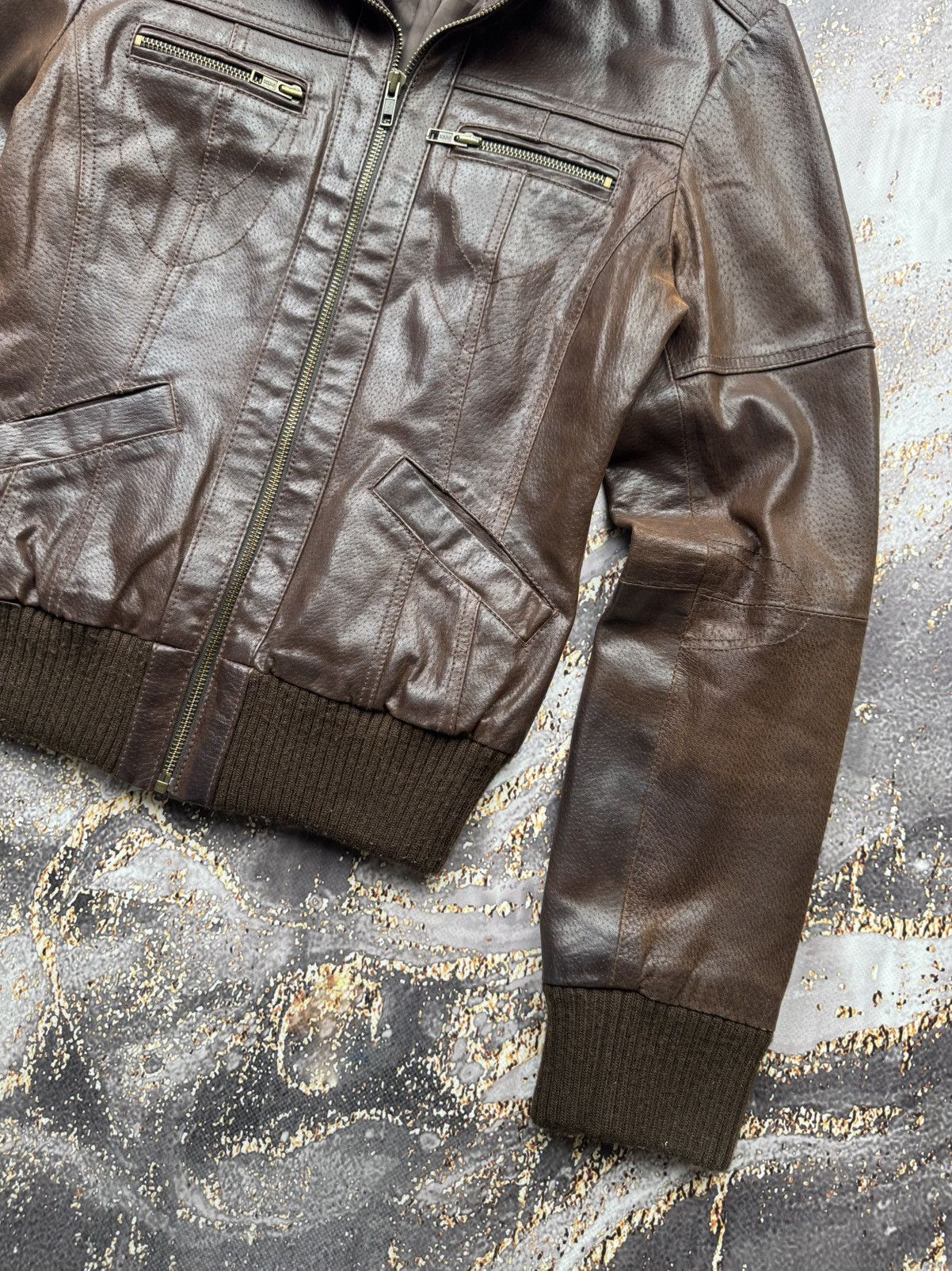 Genuine Leather Vintage Leather Bomber Jacket Size S / US 4 / IT 40 - 3 Thumbnail