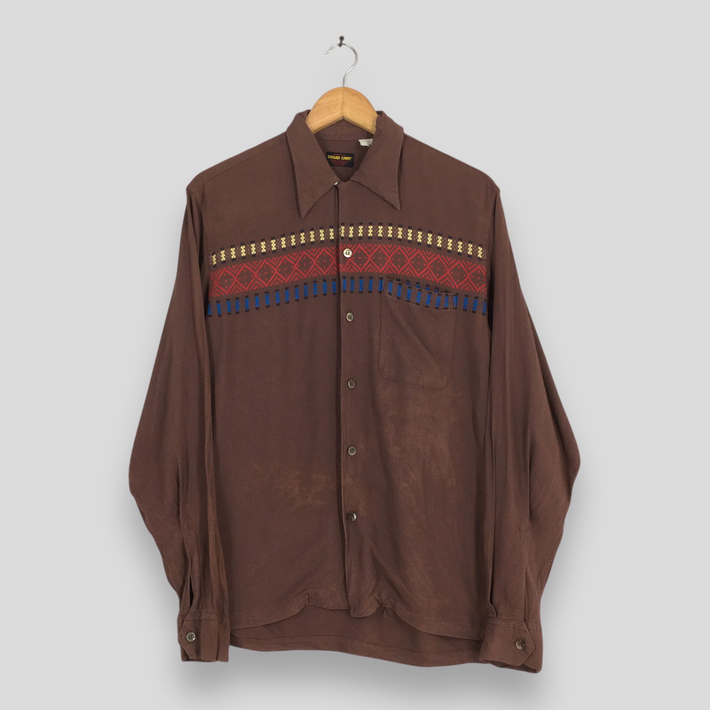 Vintage 90s Sugar Cane Aztec Navajo Rayon Shirt Small