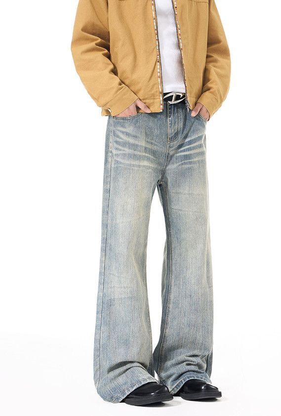 Japanese Brand Washed distressed retro high-street vibe loose flared jeans Size US 32 / EU 48 - 3 Thumbnail