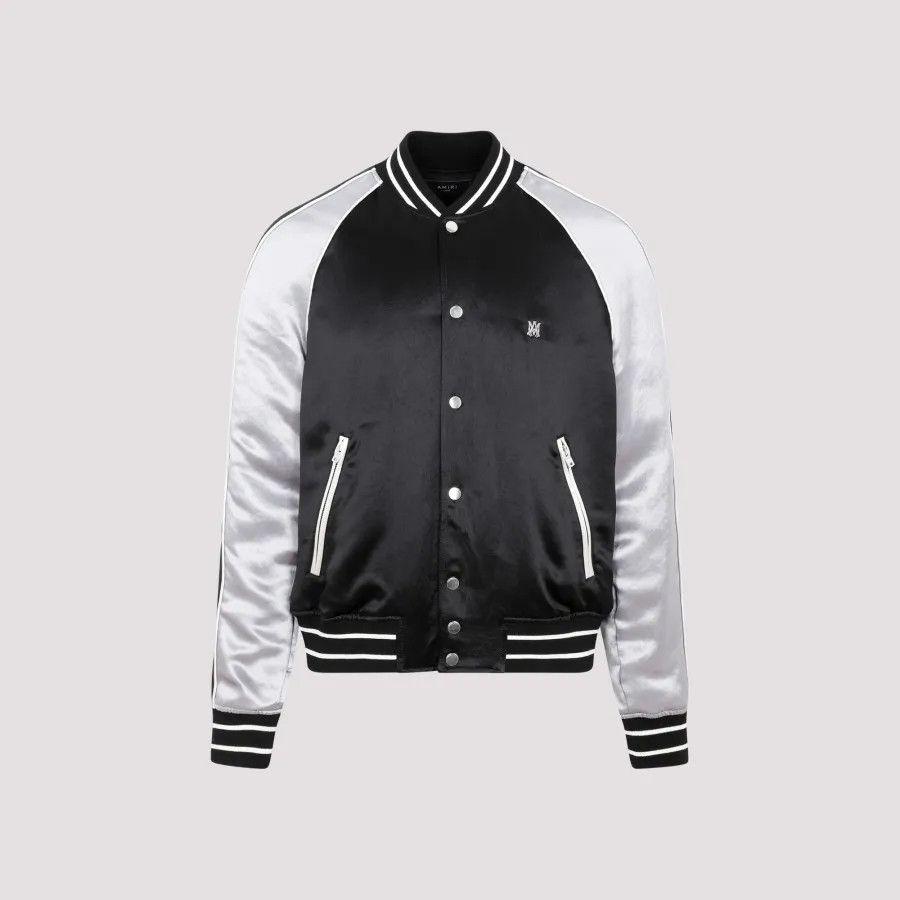 Amiri o1y0525 Logo Bomber Jacket in Black/Silver Size US M / EU 48-50 / 2 - 1 Thumbnail