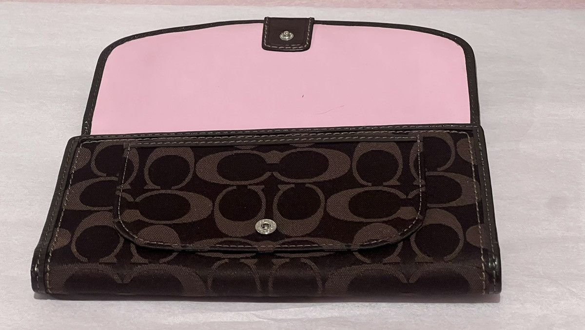 Coach Coach Signature Canvas Long Wallet – Brown / Pink Interior Size ONE SIZE - 4 Thumbnail