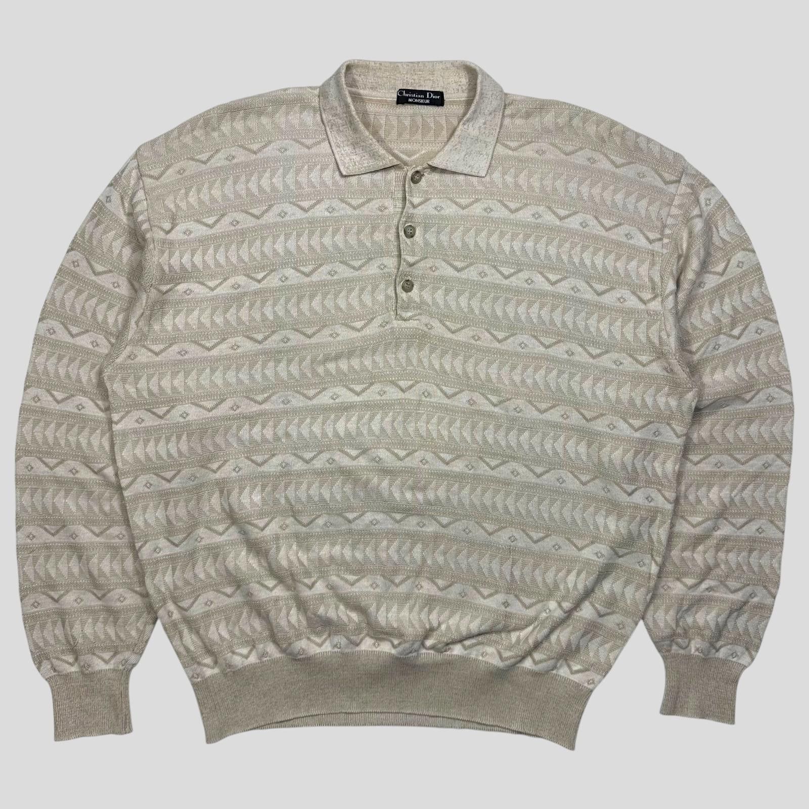 Dior Christian Dior Monsieur 80’s 3D Textured Aztec Knit - L Size US L / EU 52-54 / 3 - 1 Thumbnail