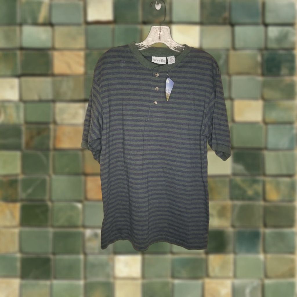 Vintage WILLOW BAY Mens Striped Polo Shirt Medium Blue Green Size US M / EU 48-50 / 2 - 1 Thumbnail