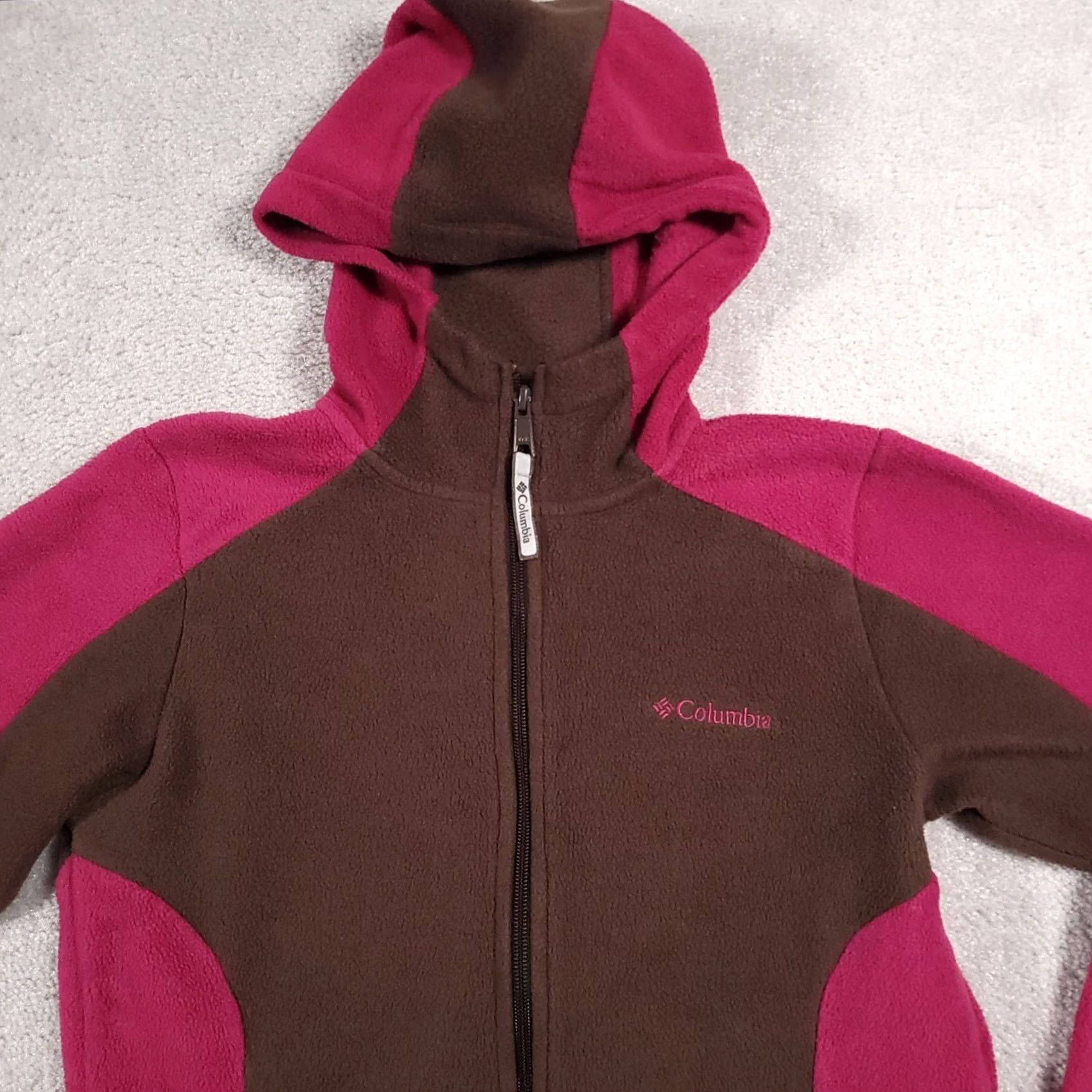 Pinko Columbia Hoodie Womens Medium Brown Pink Colorblock Full Zip Sweatshirt Jacket Size M / US 6-8 / IT 42-44 - 3 Thumbnail
