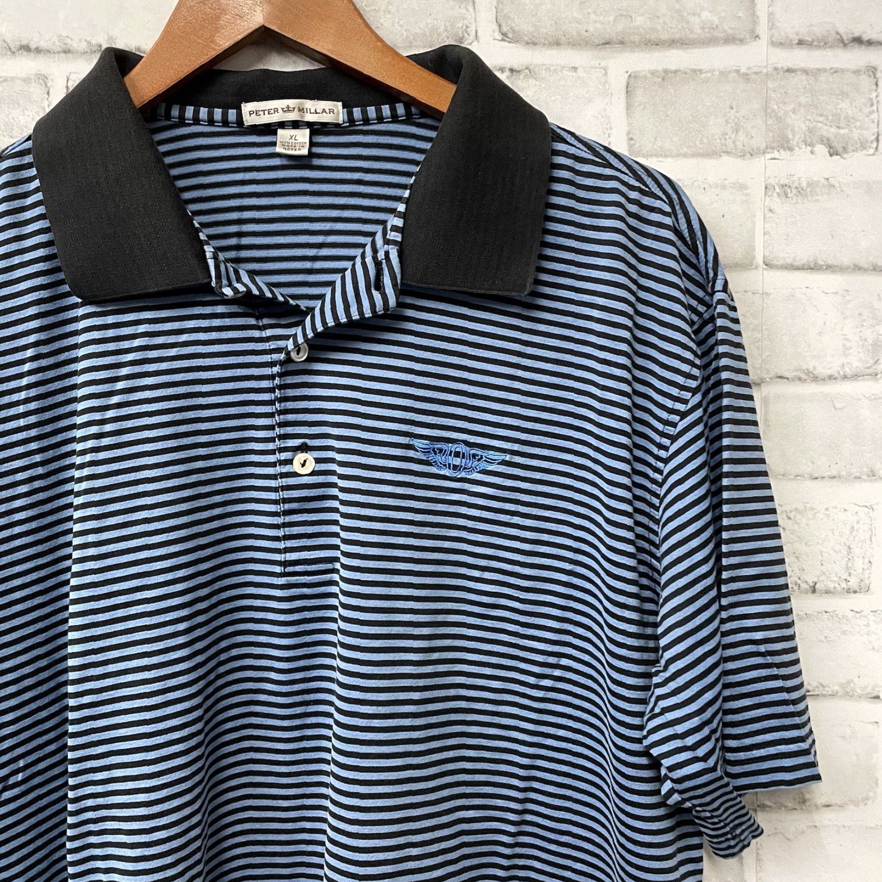 Peter Millar Peter Millar Polo Shirt Mens XL 100% Cotton Blue Striped Golf Size US XL / EU 56 / 4 - 2 Thumbnail