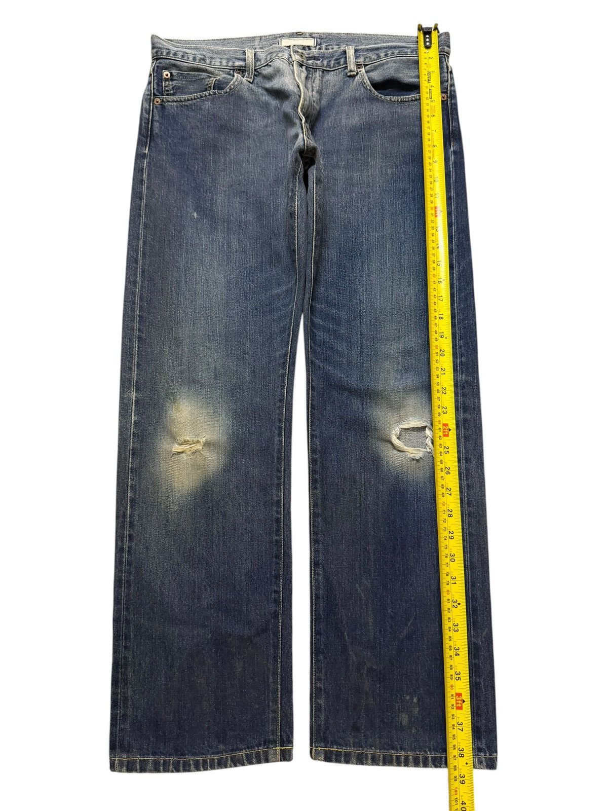Uniqlo Vintage Y2K Japan Uniqlo Selvegde Faded Distress Loose Fit Size US 34 / EU 50 - 11 Thumbnail