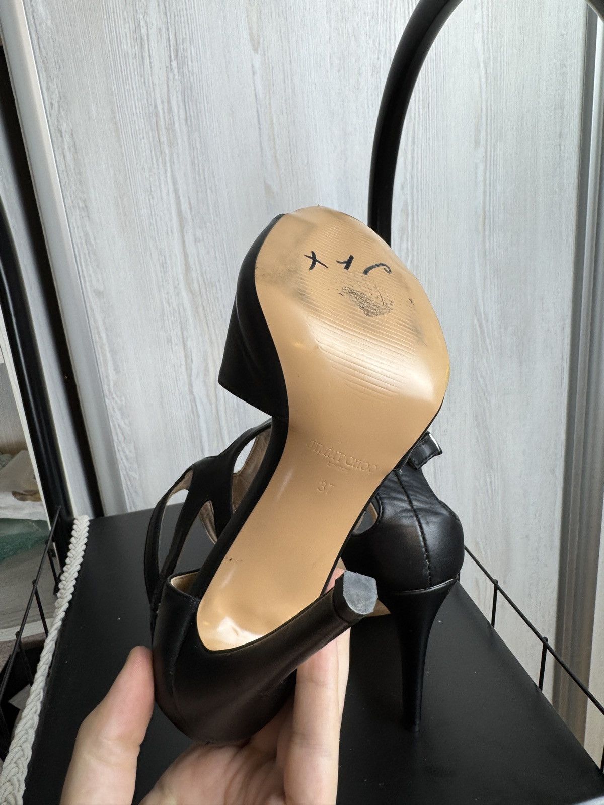 Jimmy Choo Jimmy Choo Black Leather Caged Ankle Sandals Heels Size US 7 / IT 37 - 9 Thumbnail