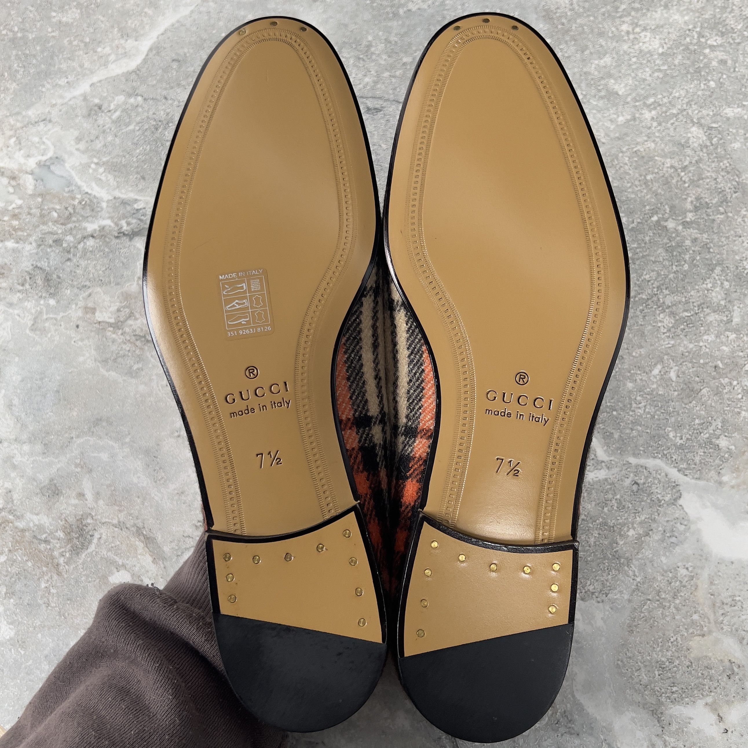 Gucci NEW Gucci Jordaan Horsebit Check Tweed Loafers Size US 8 / EU 41 - 11 Thumbnail