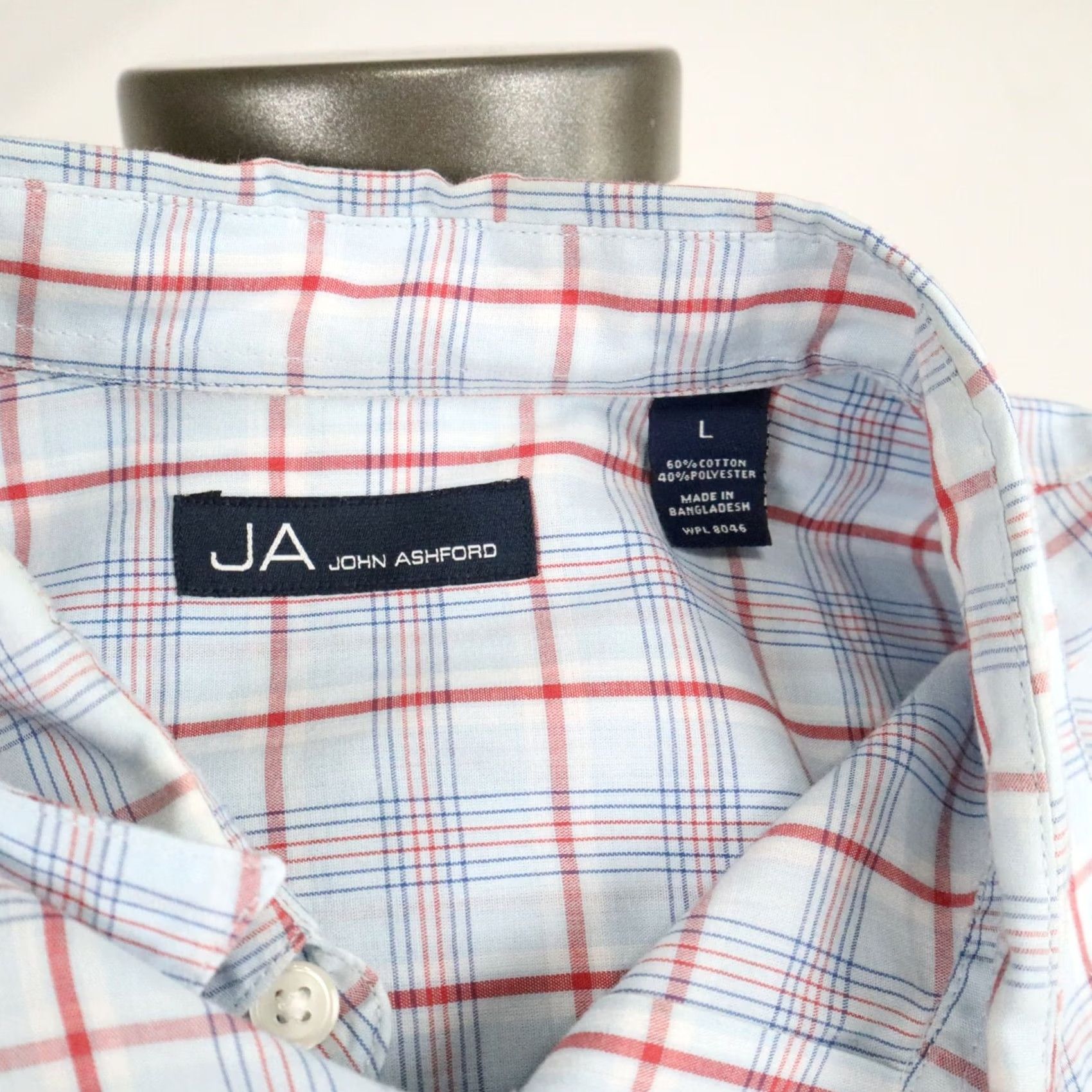 Vintage John Ashford Shirt Mens Large Blue Plaid Business Casual Button Up Short Sleeve Size US L / EU 52-54 / 3 - 7 Thumbnail