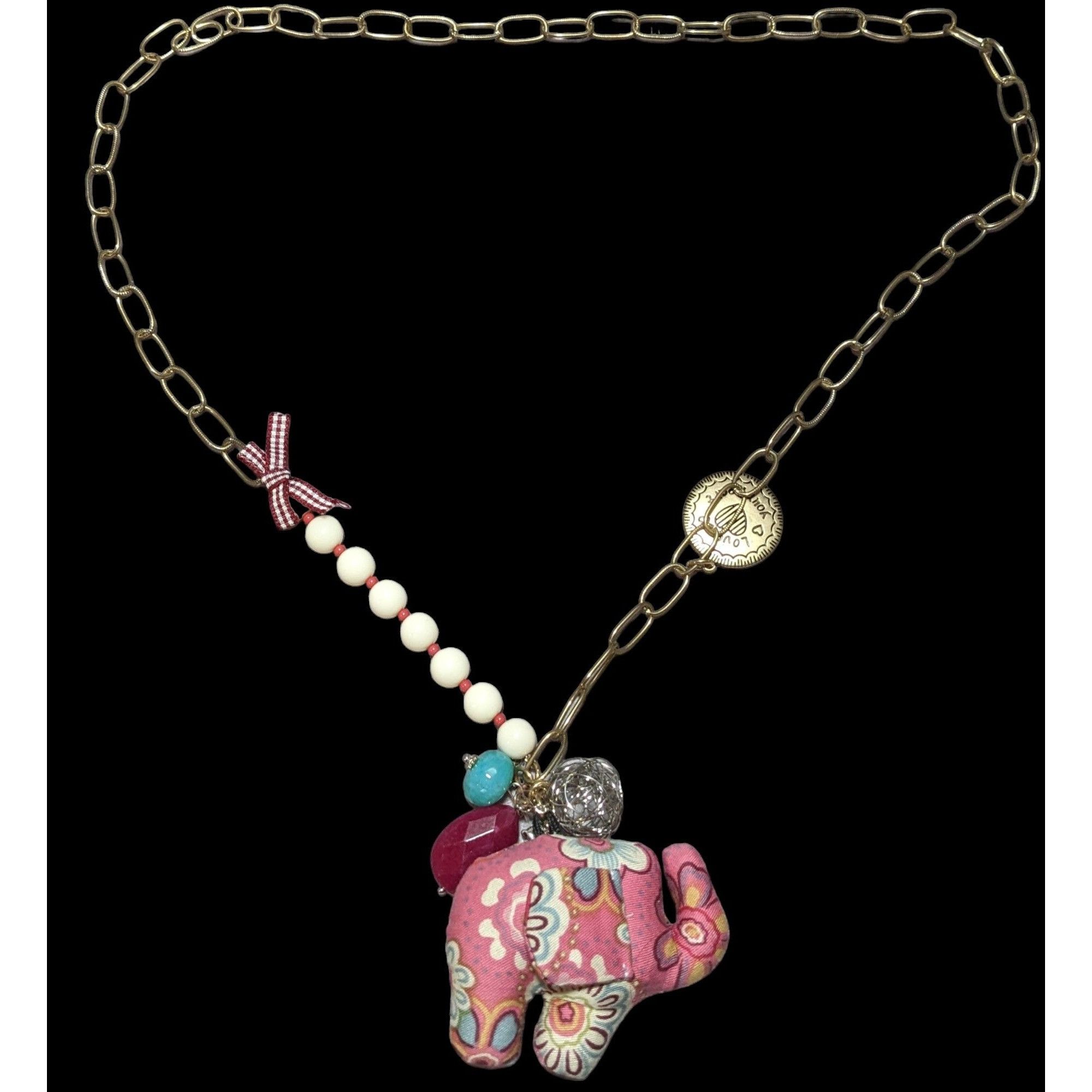 Other Cottagecore Pink Plush Elephant Necklace Size ONE SIZE - 2 Thumbnail