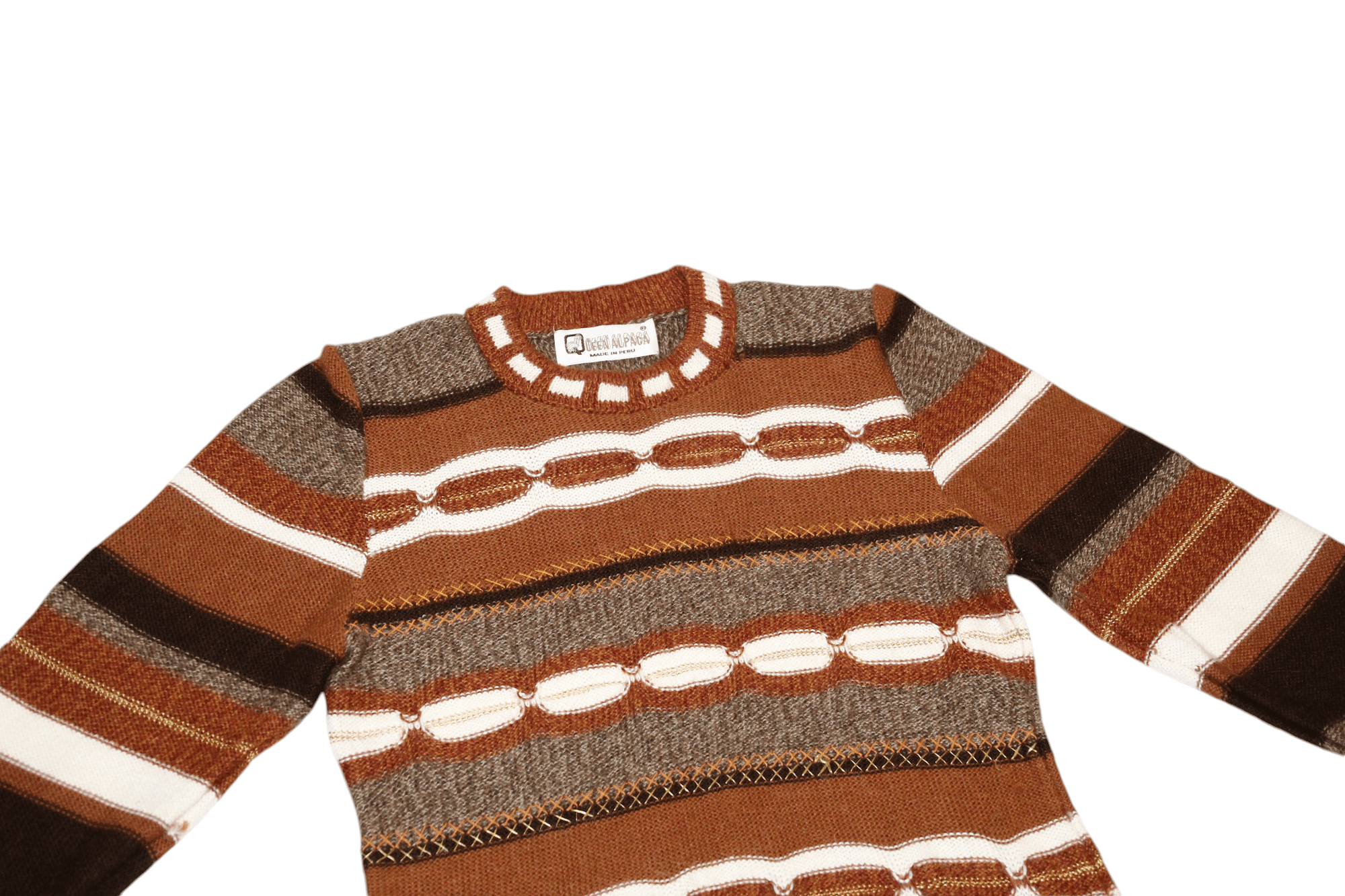 Homespun Knitwear VTG Handcrafted Alpaca Wool Knit Sweater Tribal Pattern Size M / US 6-8 / IT 42-44 - 4 Thumbnail