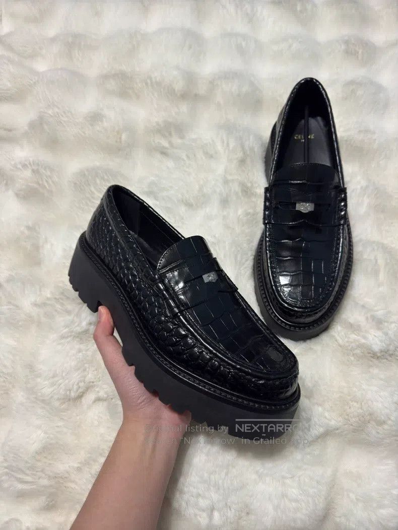 Celine CELINE Crocodile Embossed Triumph Loafers Size US 10 / EU 43 - 5 Thumbnail