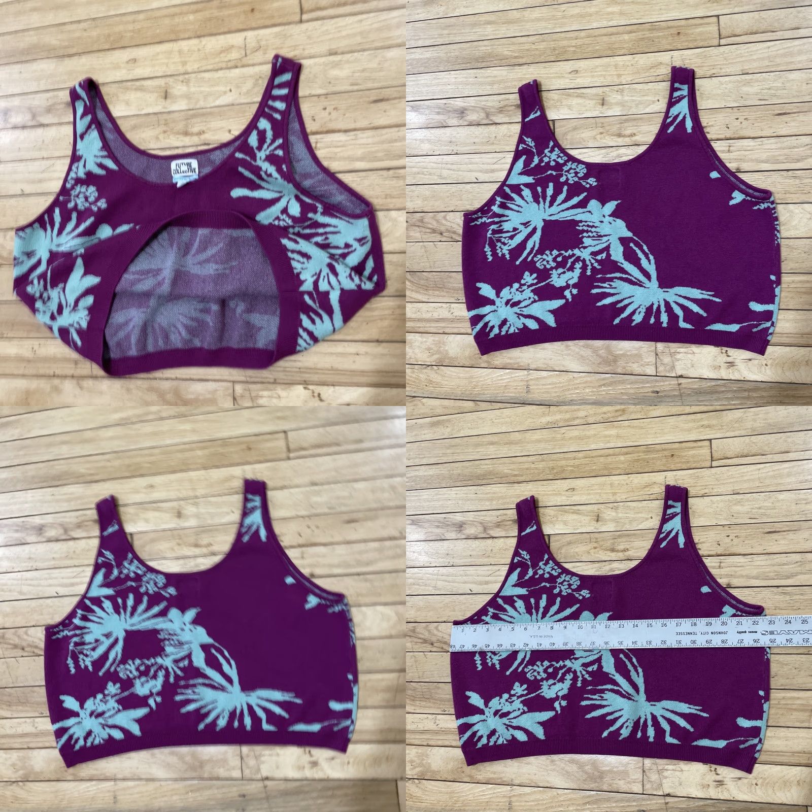 Vintage FUTURE COLLECTIVE Gabriella Karefa-Johnson Knit Tank Top Womens 2X Purple Floral Shirt Tank Women 2X Purple Floral Size XXL / US 16-18 / IT 52-54 - 11 Thumbnail