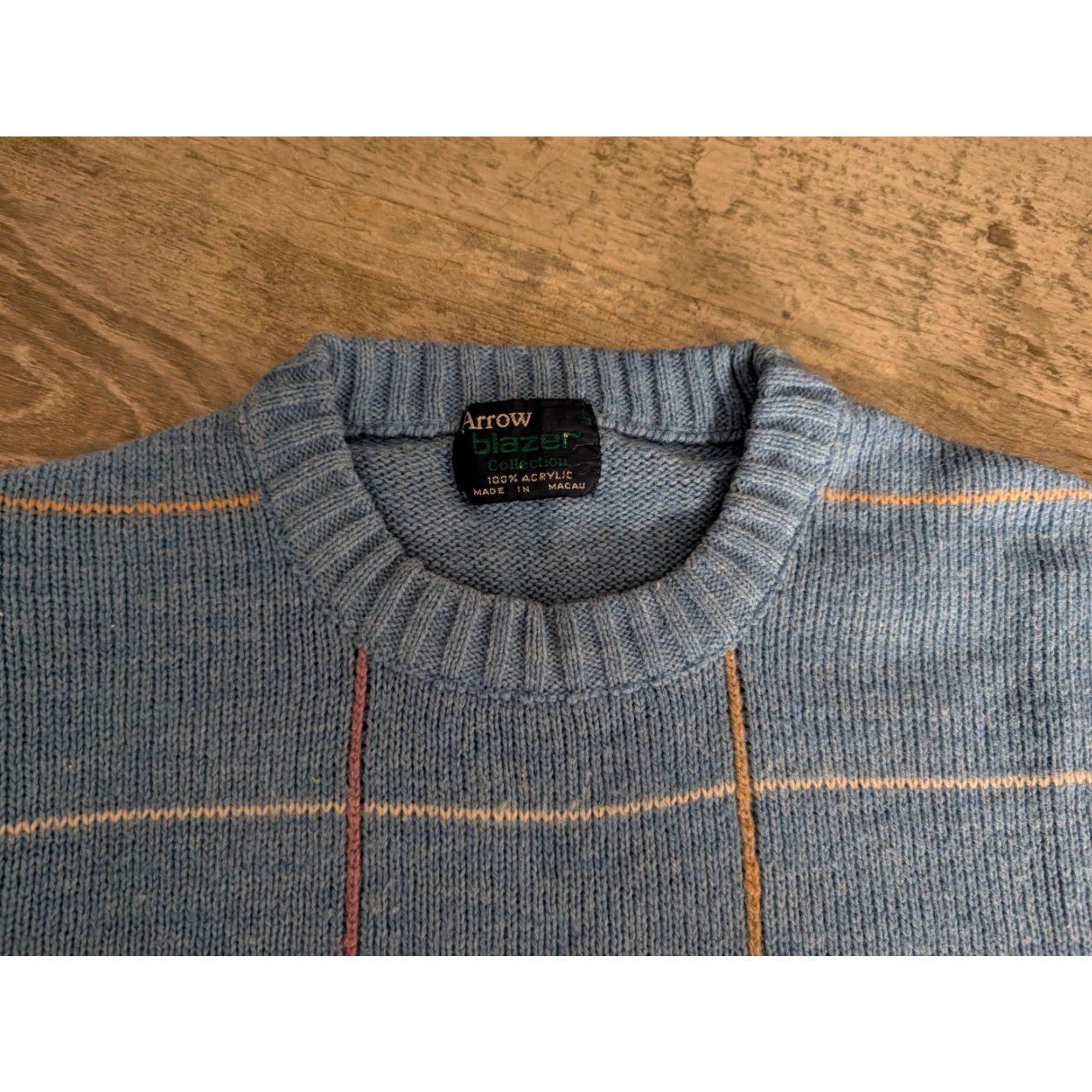 Arrow VINTAGE Arrow Sweater Men Large Blue Check Pullover Dad Theme Mens Size US L / EU 52-54 / 3 - 7 Thumbnail