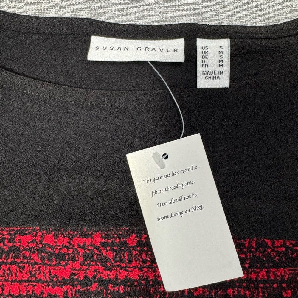 Other NWT New Susan Graver Black Red Long Sleeve Top Size S Size S / US 4 / IT 40 - 8 Thumbnail