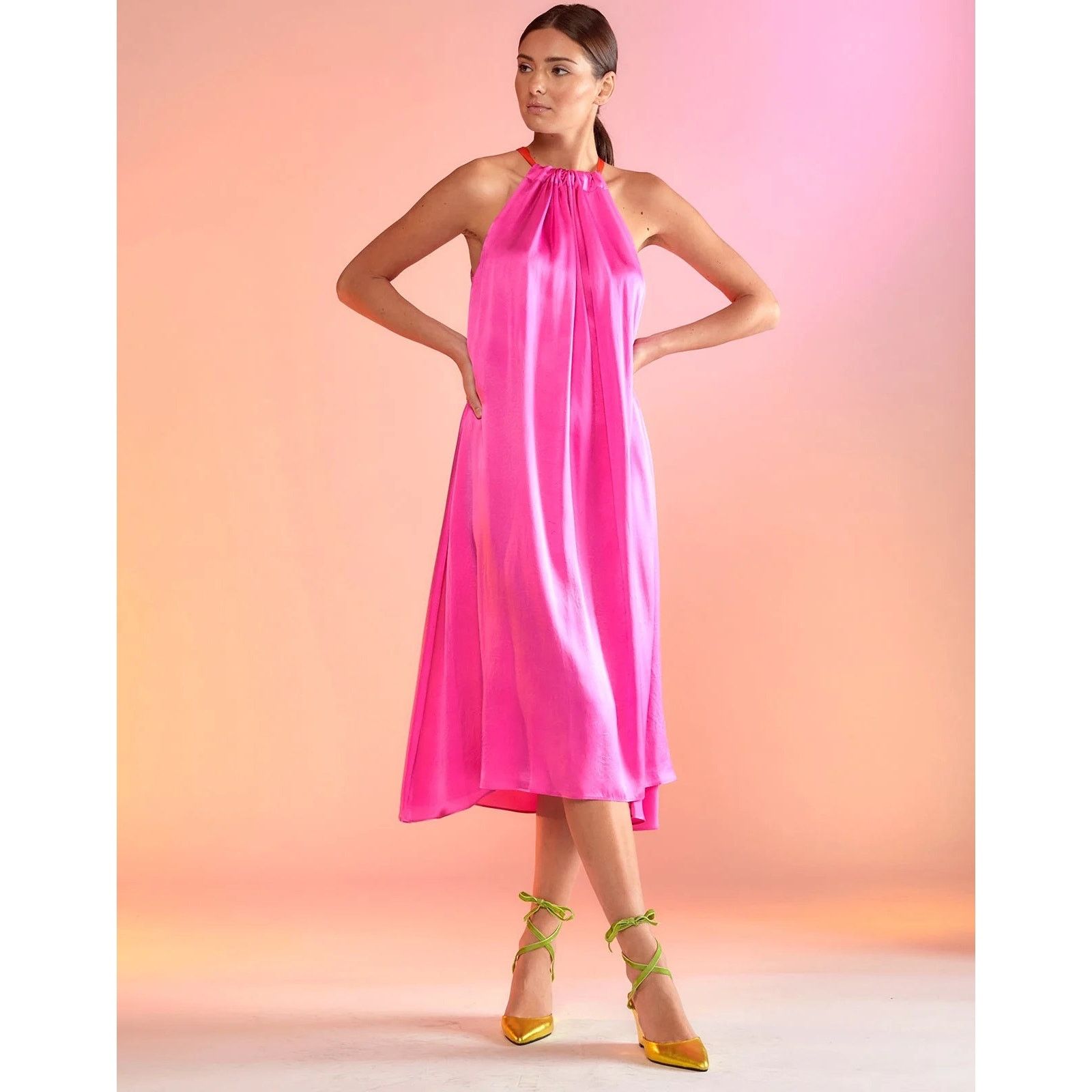 Cynthia Rowley Cynthia Rowley Salerno Silk Halter Dress pink orange size S Size S / US 4 / IT 40 - 2 Thumbnail