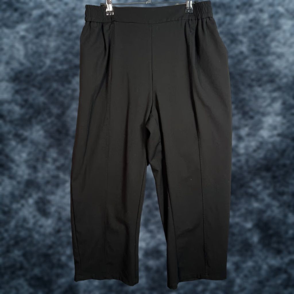 Asos ASOS Design Womens Black Trousers Size 8 Polyester Blend Elastic Waist Wide-Leg Dress Pants Adult Womens 8 Black ASOS Regular Pants Size 30" / US 8 / IT 44 - 1 Thumbnail