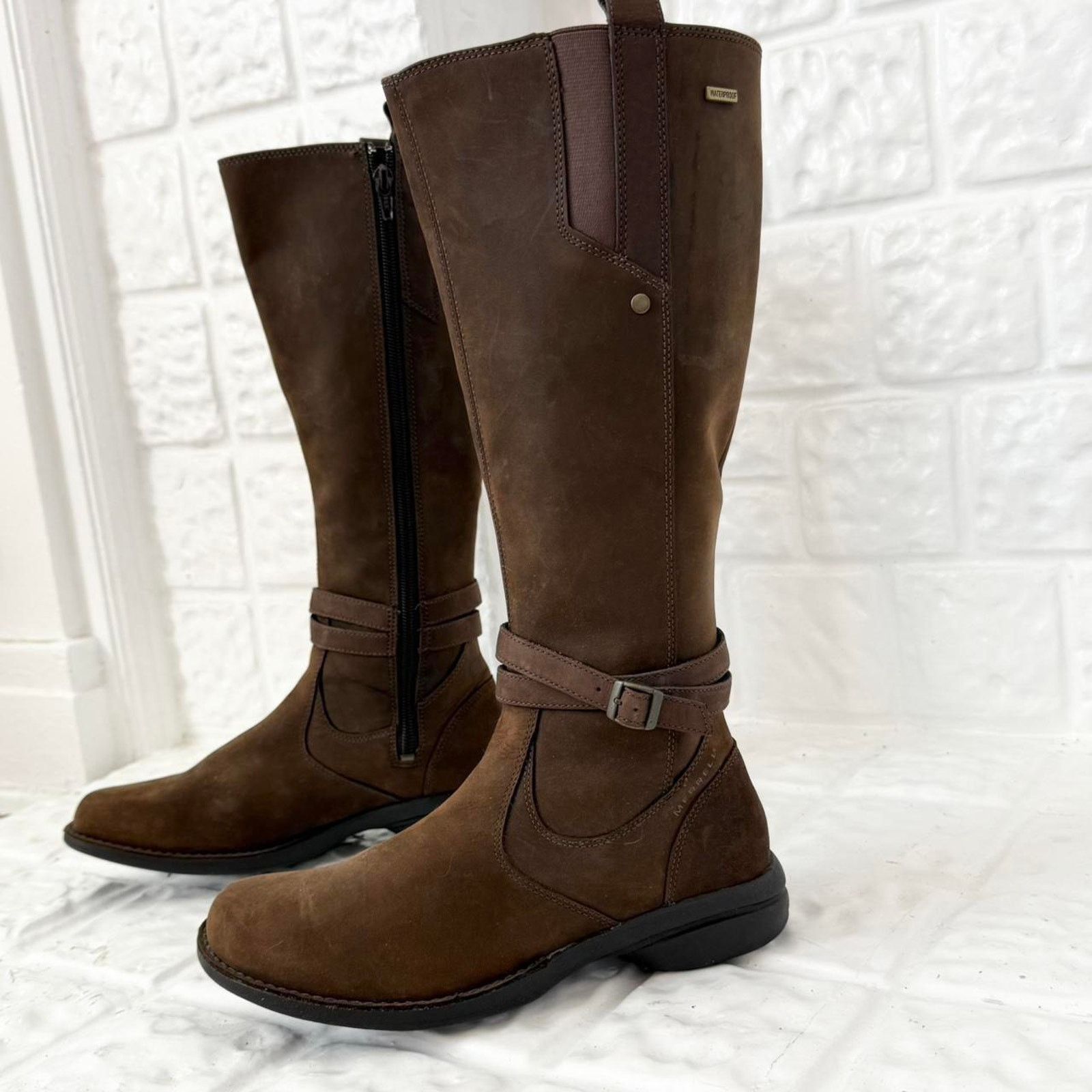 Merrell ✦ Chunky Brown Leather Riding Boots ✦ Size US 8 / IT 38 - 3 Thumbnail