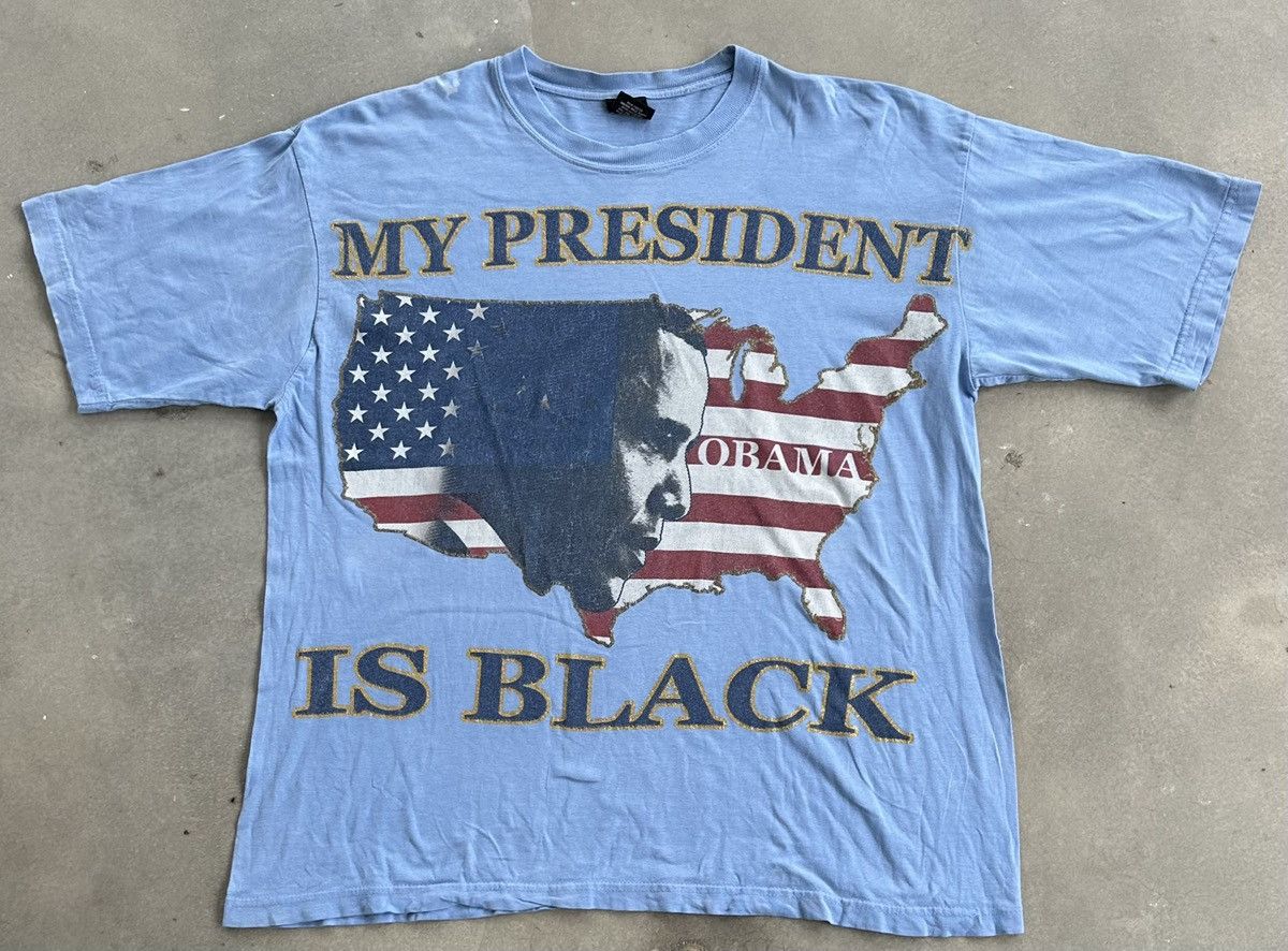 Vintage BARACK OBAMA OVERPRINT MY PRESIDENT IS BLACK TEE Size US XXL / EU 58 / 5 - 1 Thumbnail
